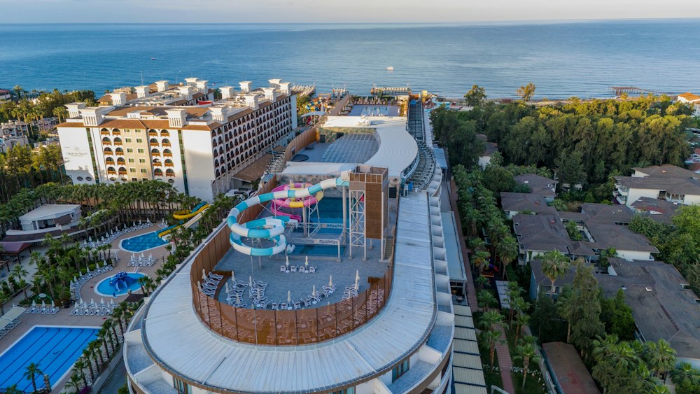 Aerial view of Bera Alanya Resort by the sea in Konakli, Alanya