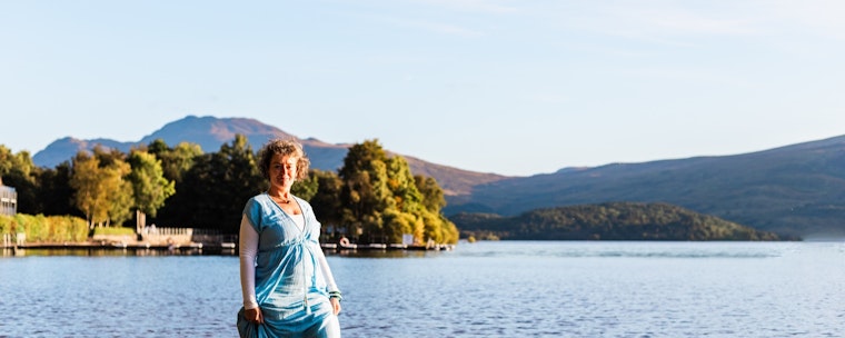tina wading in water