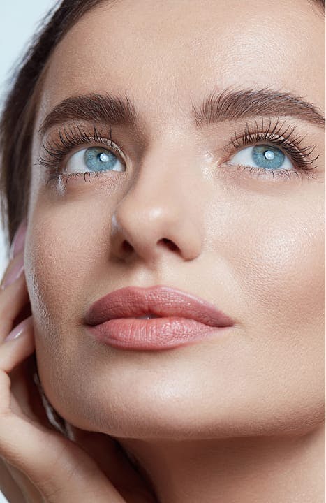 woman with bright blue eyes