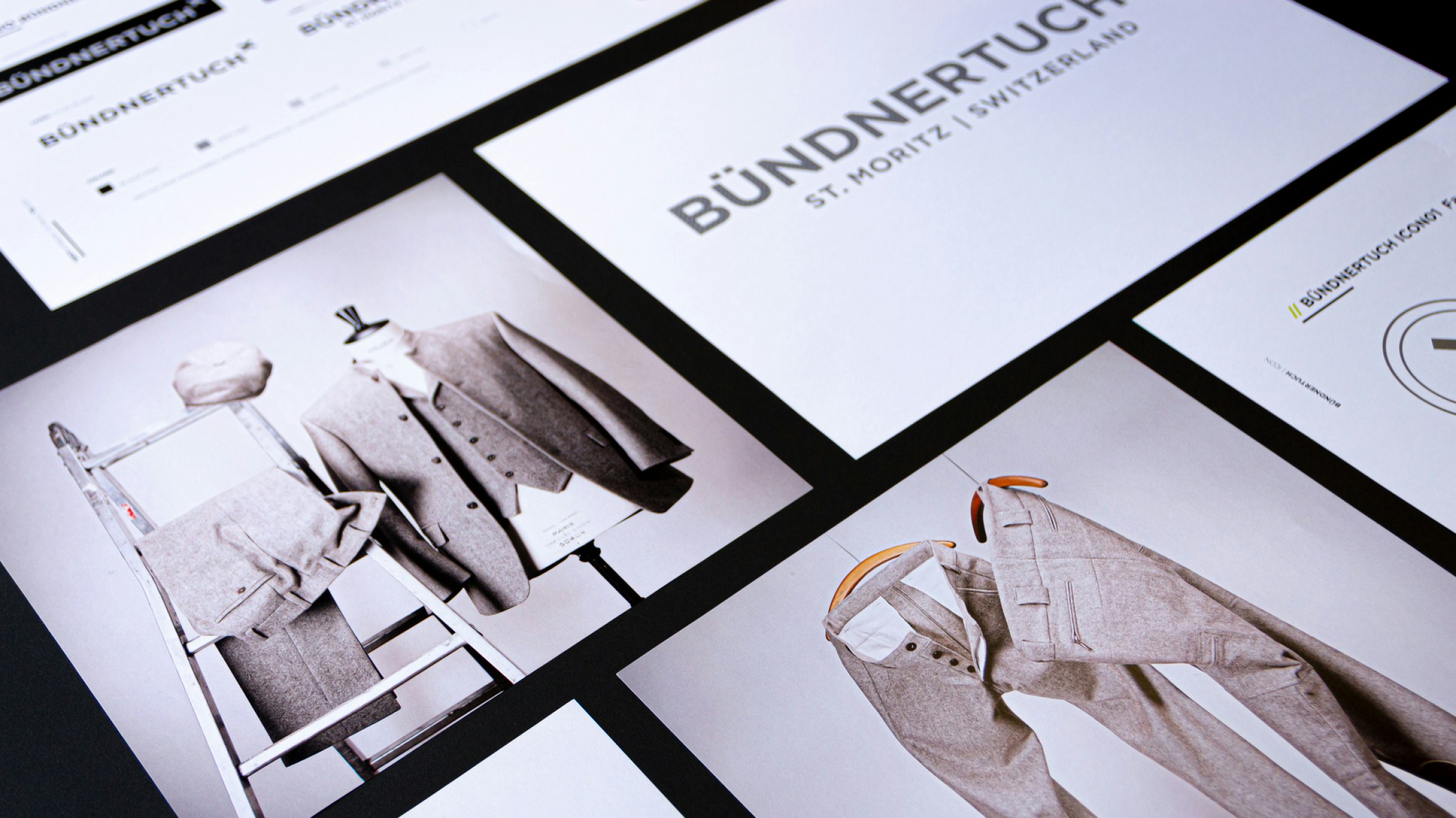 Editorial- und Produktfotos für Bündnertuch mit Stoffmustern und traditioneller Mode.
