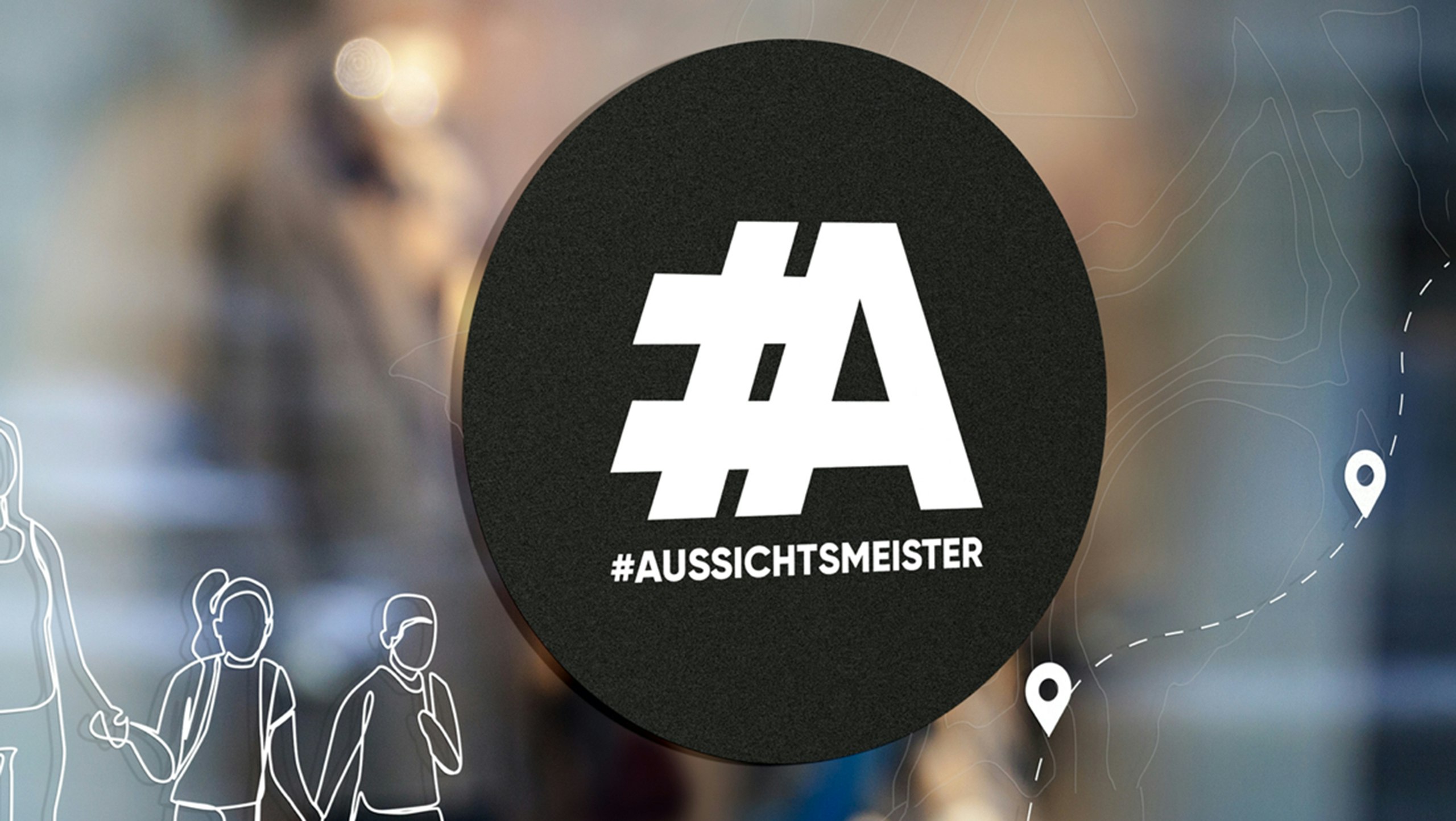 Schwarzes Logo mit weißem #A und Text #Aussichtsmeister.