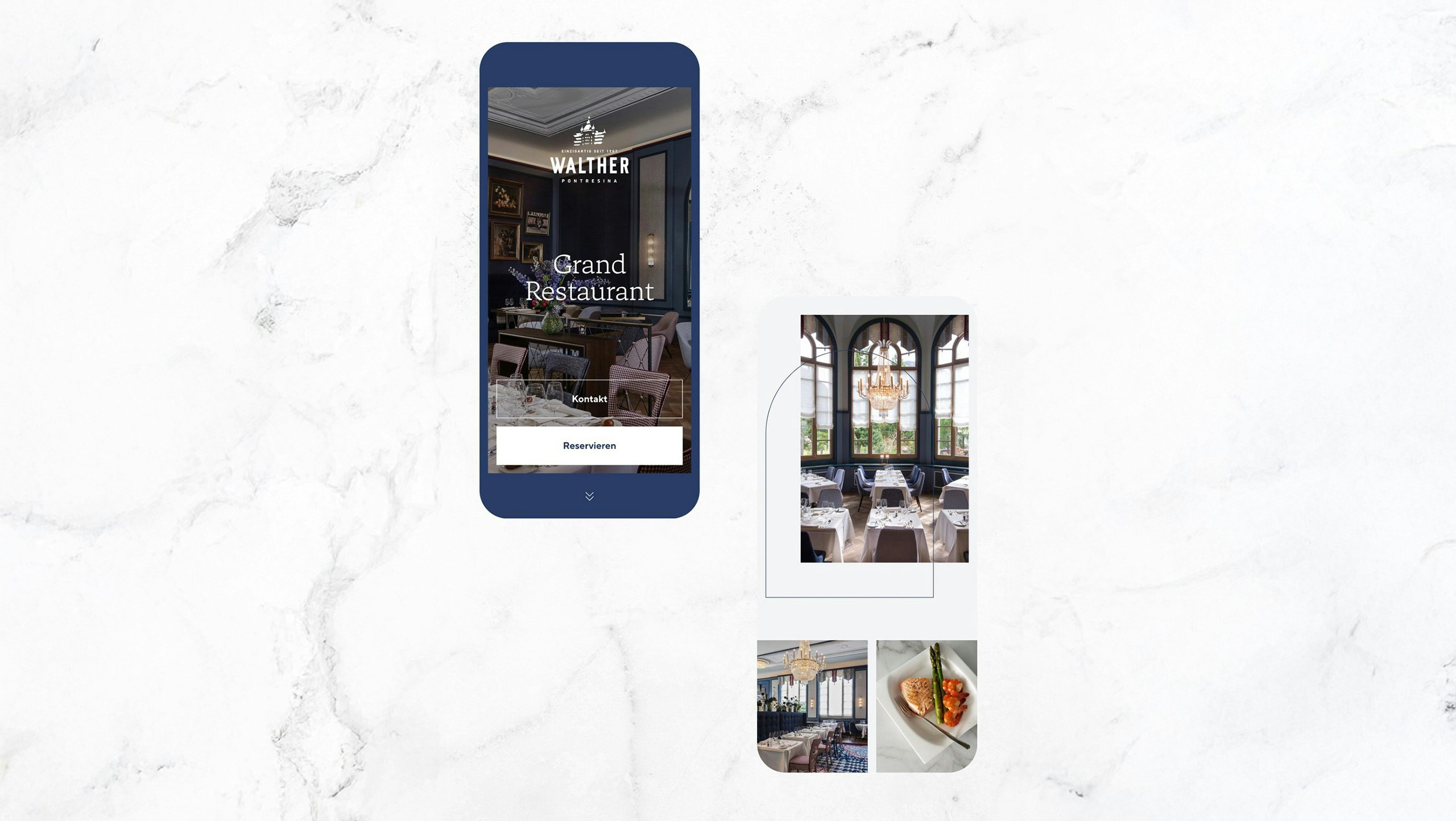 Website design for the Grand Restaurant at Hotel Walther.