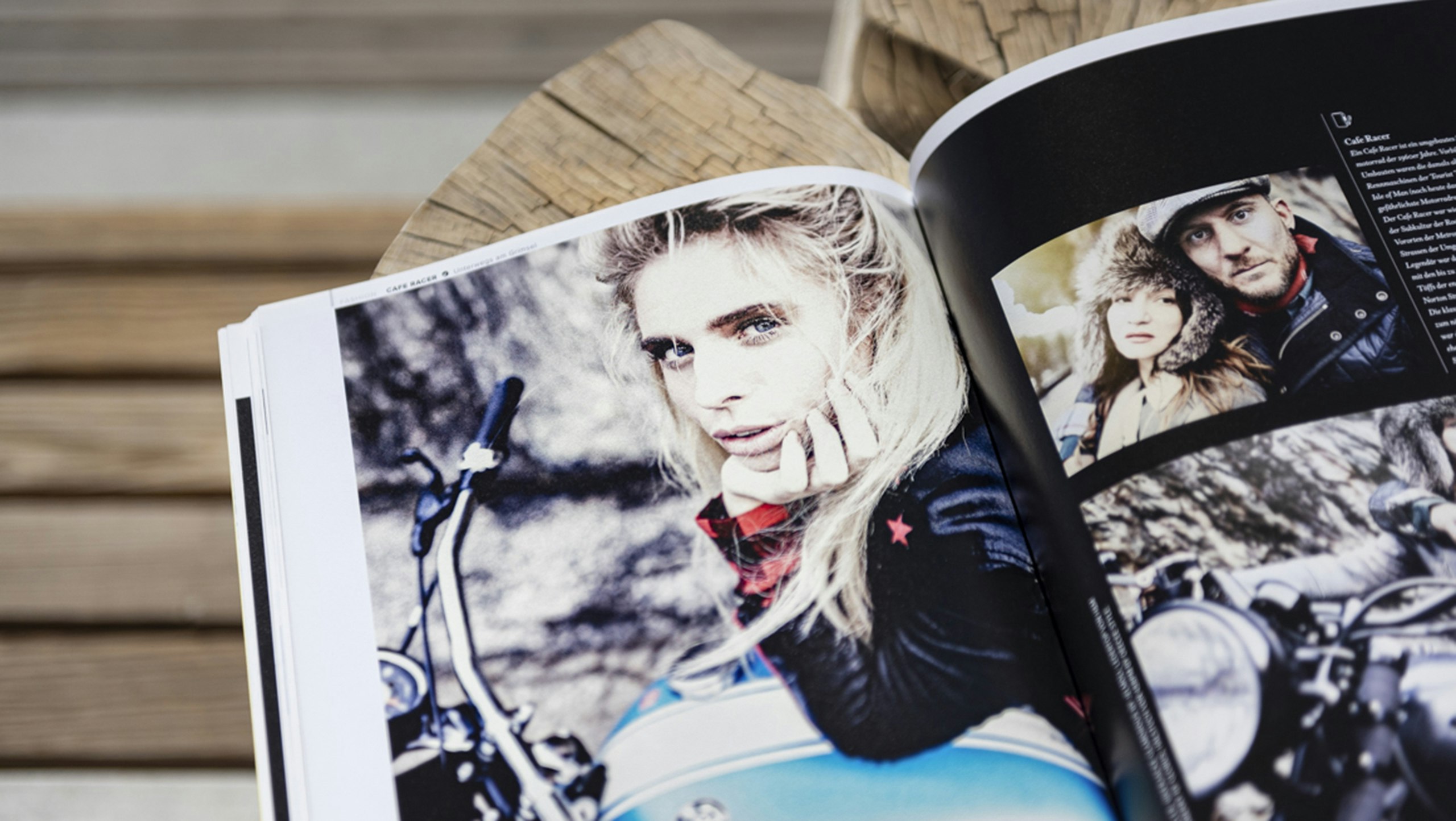 Open Bianco Magazine on Wood