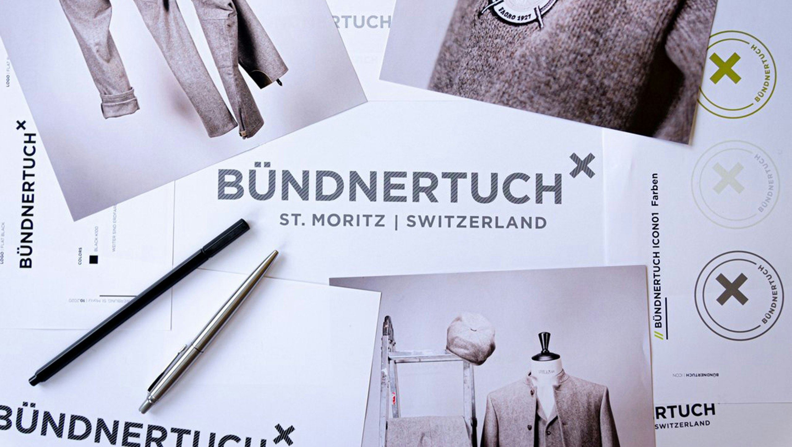 Layouts und Varianten des Bündnertuch-Logos.