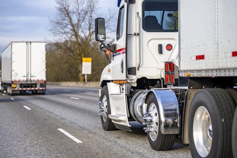 A truck driving on road