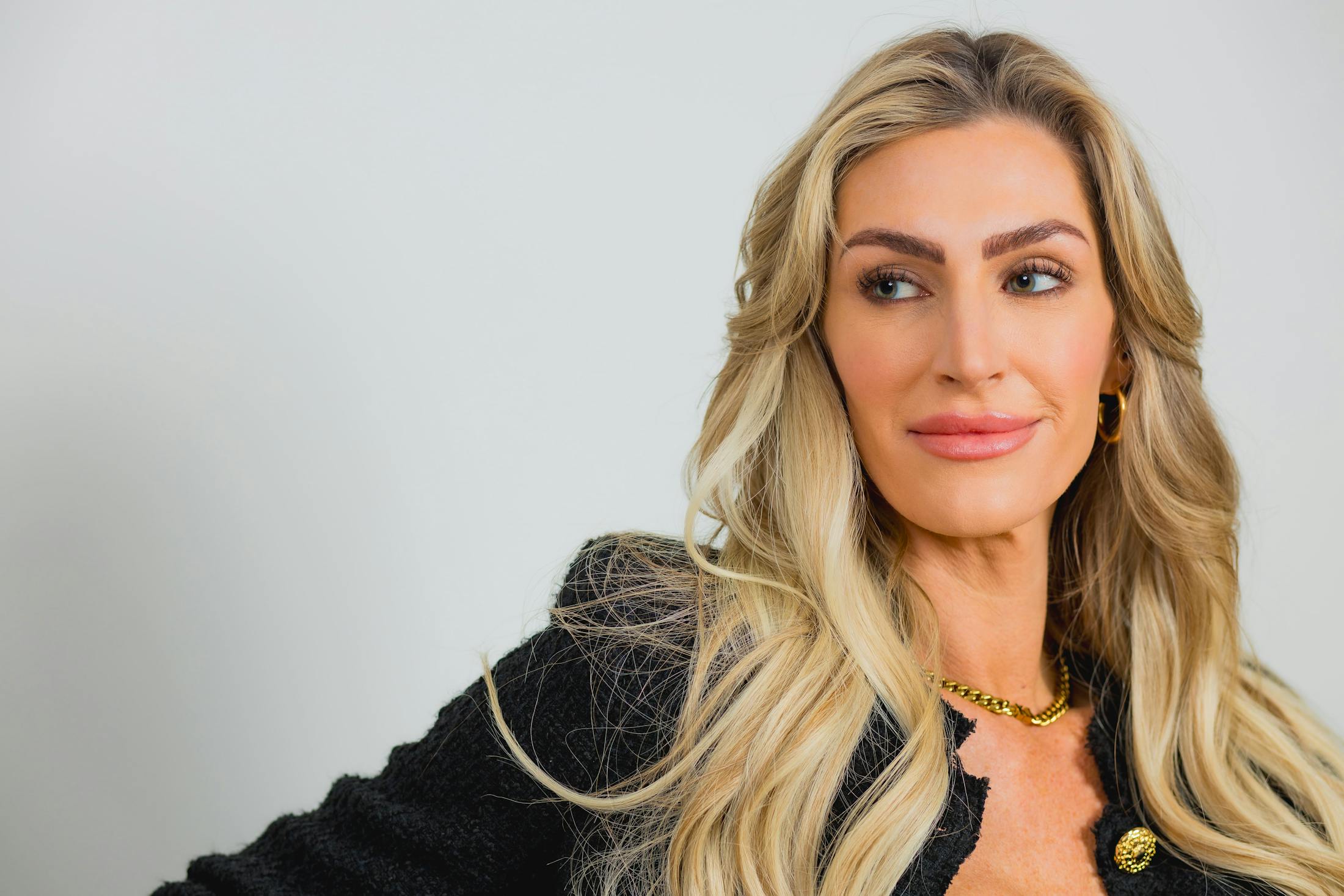 Blonde woman smiling