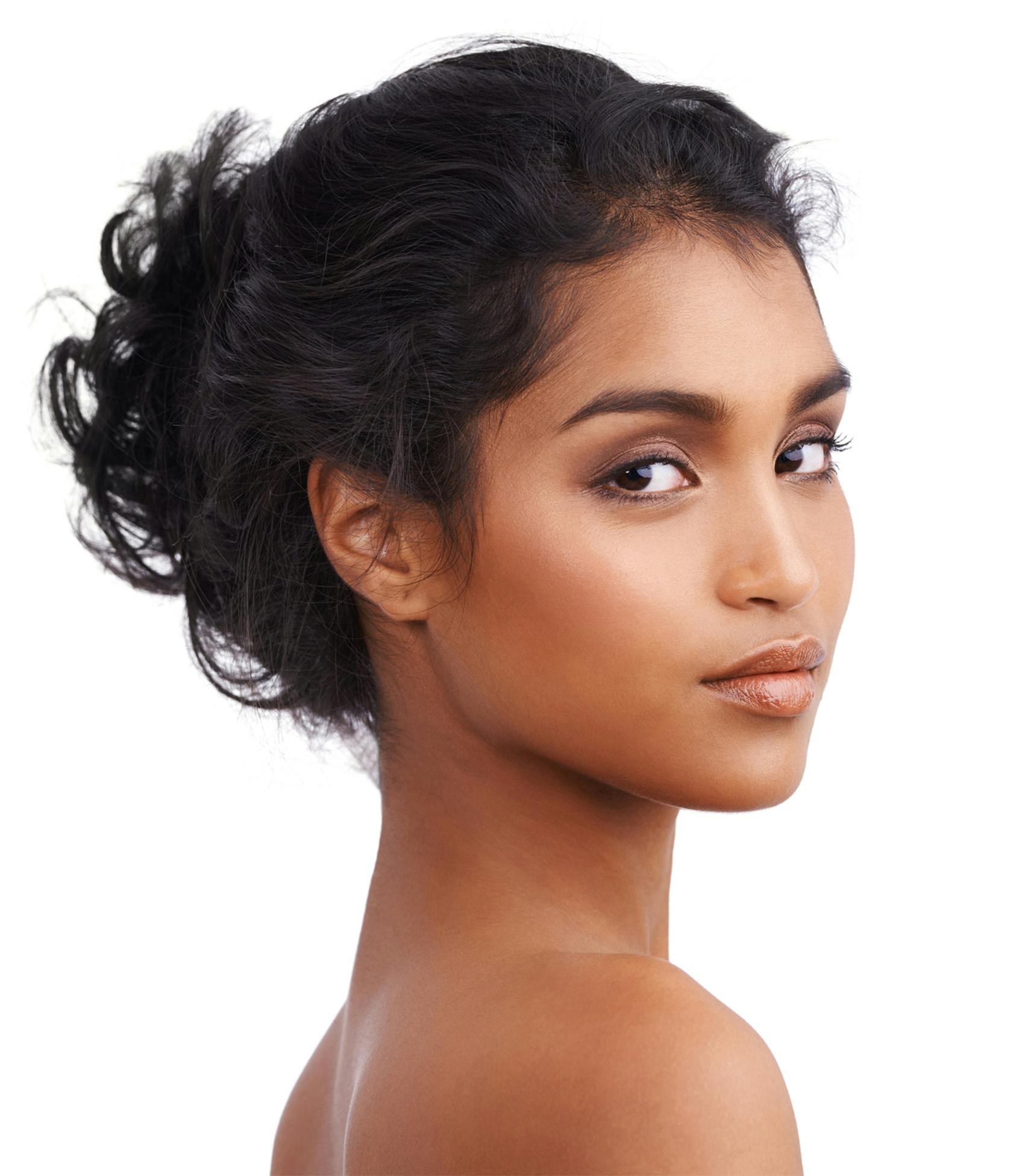 woman with her hair in an updo
