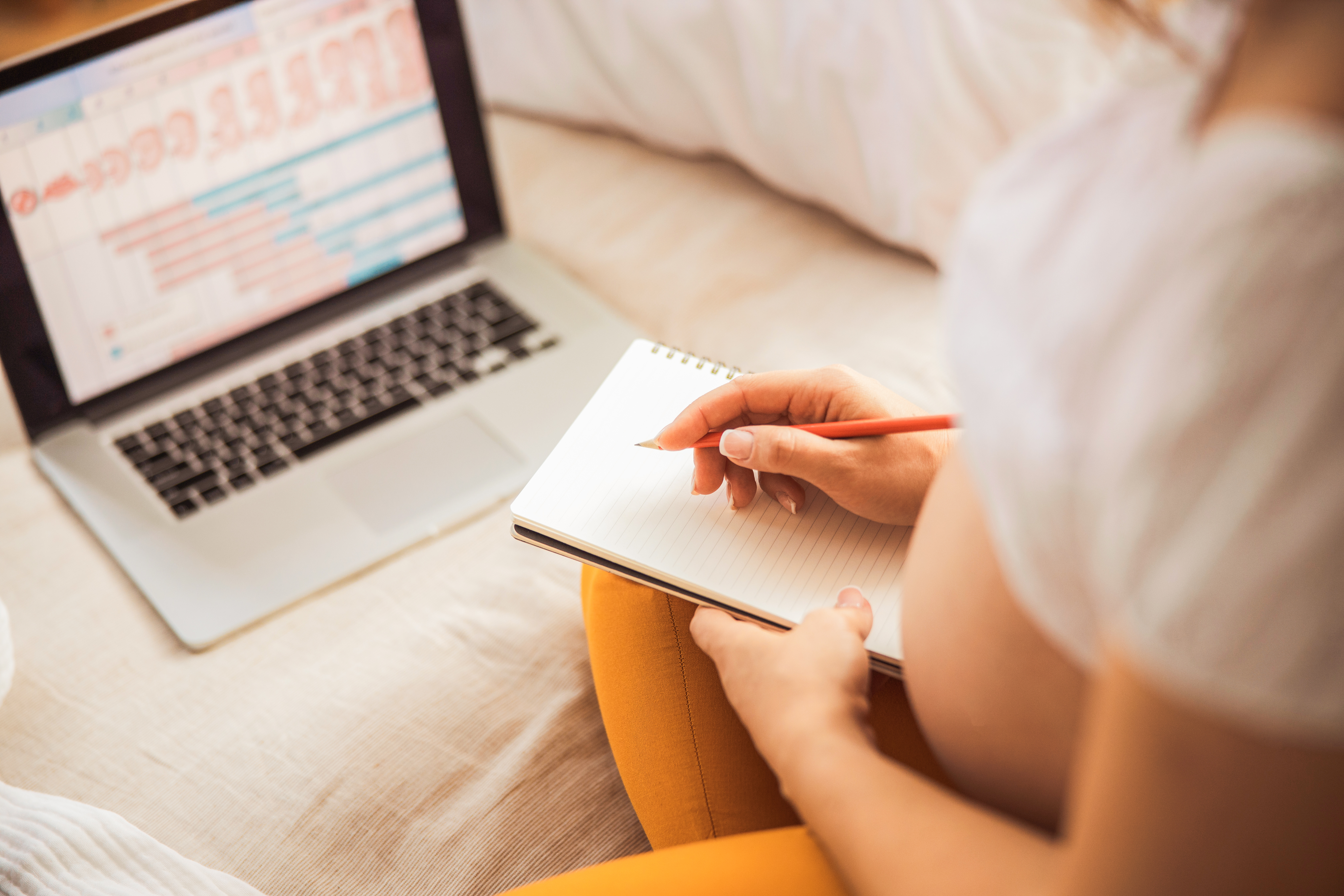 schwangere_frau_vor_dem_laptop_sich_notizen_machend