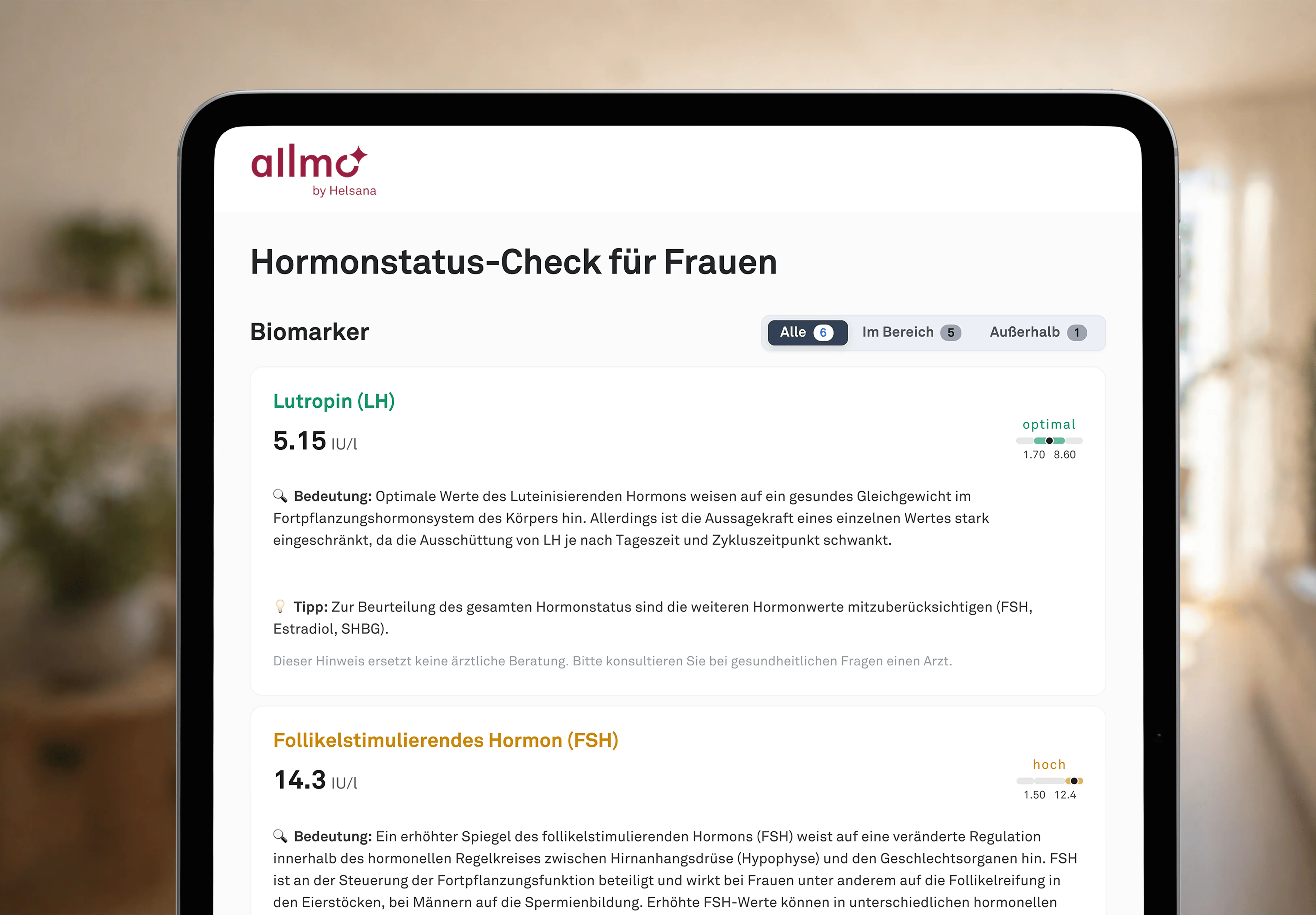 Ergebnisbericht Hormonstatus-Check für Frauen