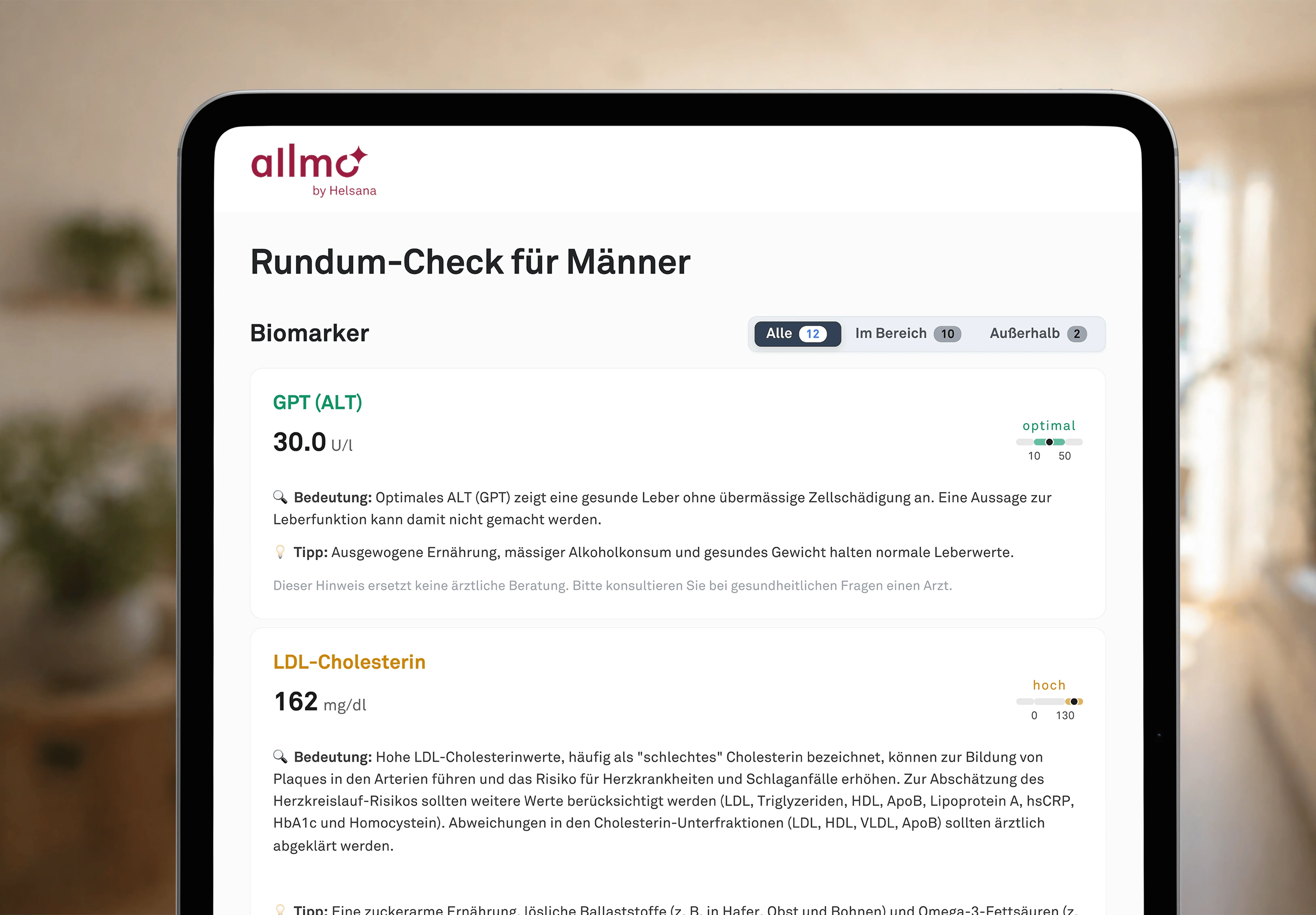 Ergebnisbericht Rundum-Check für Männer