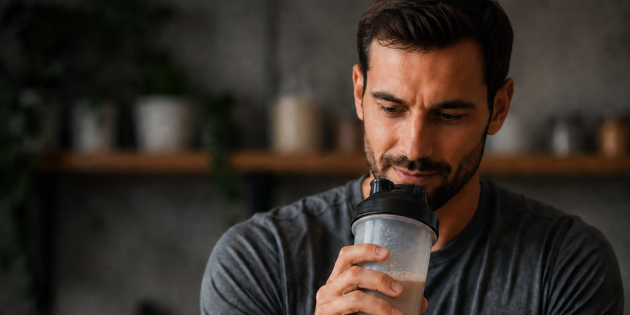 Mann mit Eiweiss Shake Mann Fruchtbarkeit
