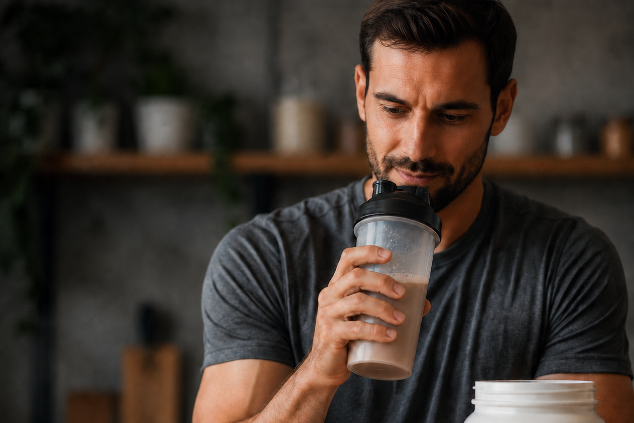 Mann mit Eiweiss Shake Mann Fruchtbarkeit