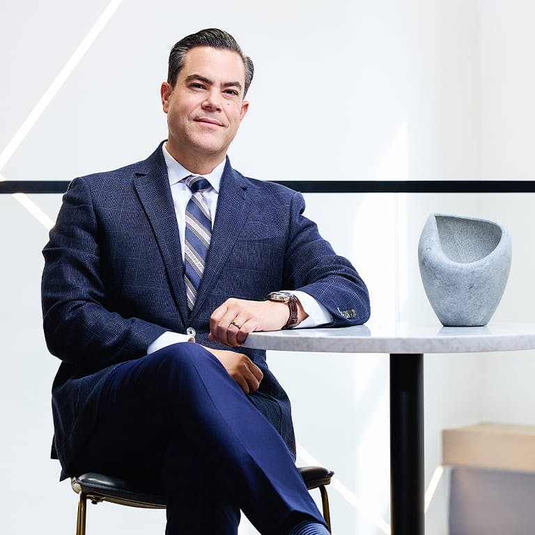 Dr. Stieber sitting at a table