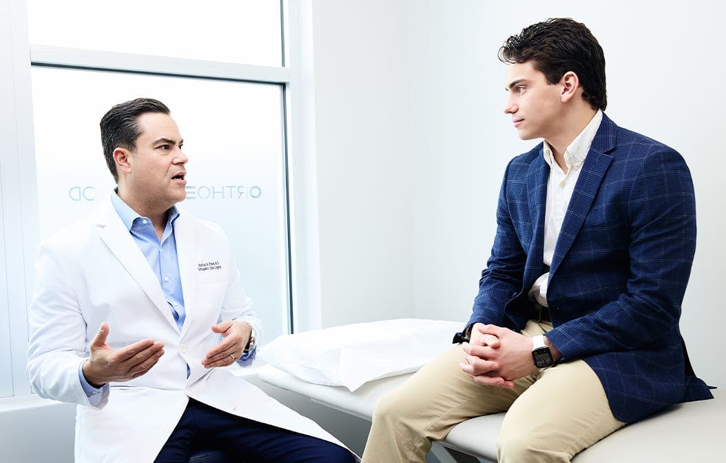 Dr. Stieber talking to a patient