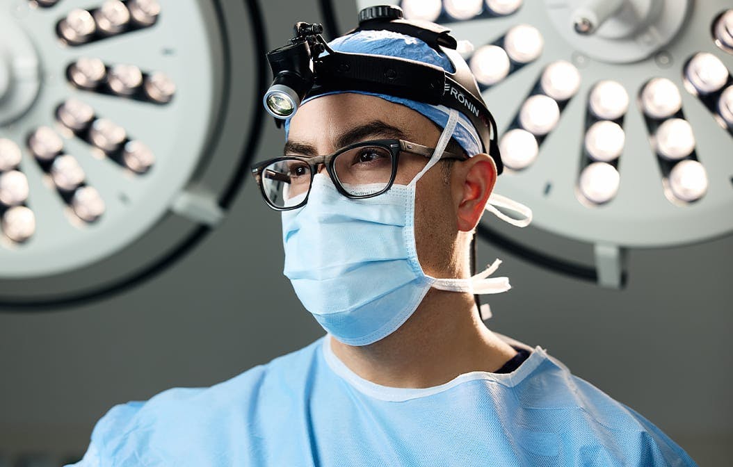 doctor in surgical smock