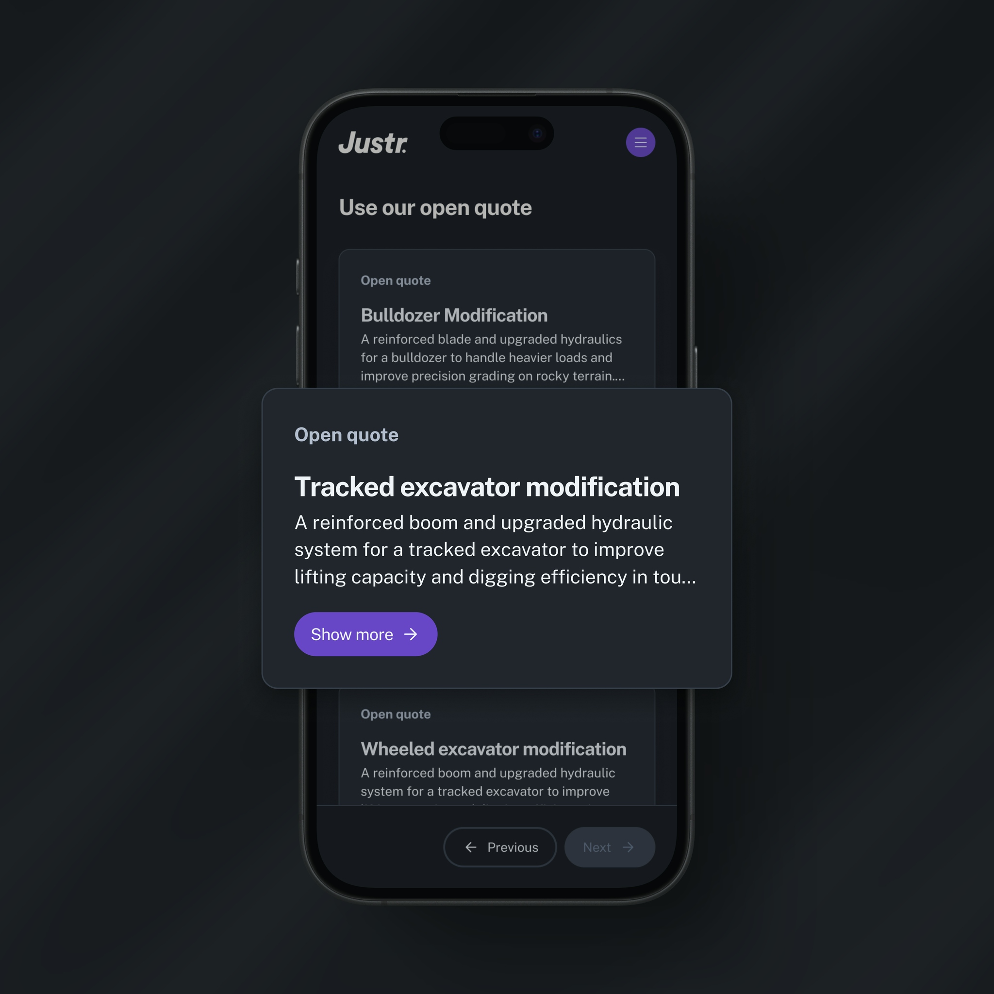 A screenshot with examples of open quote requests from customers.