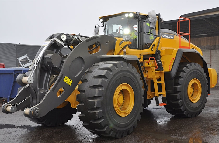 A wheel loader with a low profile cabin for tunneling work
