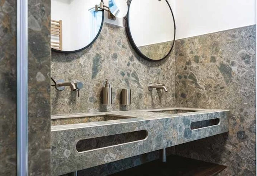 Lavabo Simplicity personalizzato in Dekton effetto Pietra Ceppo by Cosentino