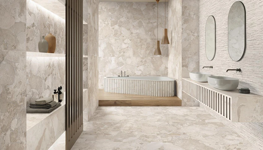 Pavimento in gres porcellanato serie MATERASTONE by Ergon