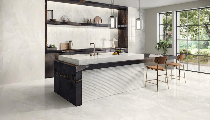 Lastra In Gres Emilceramica serie Tele di Marmo Onyx Ivory 