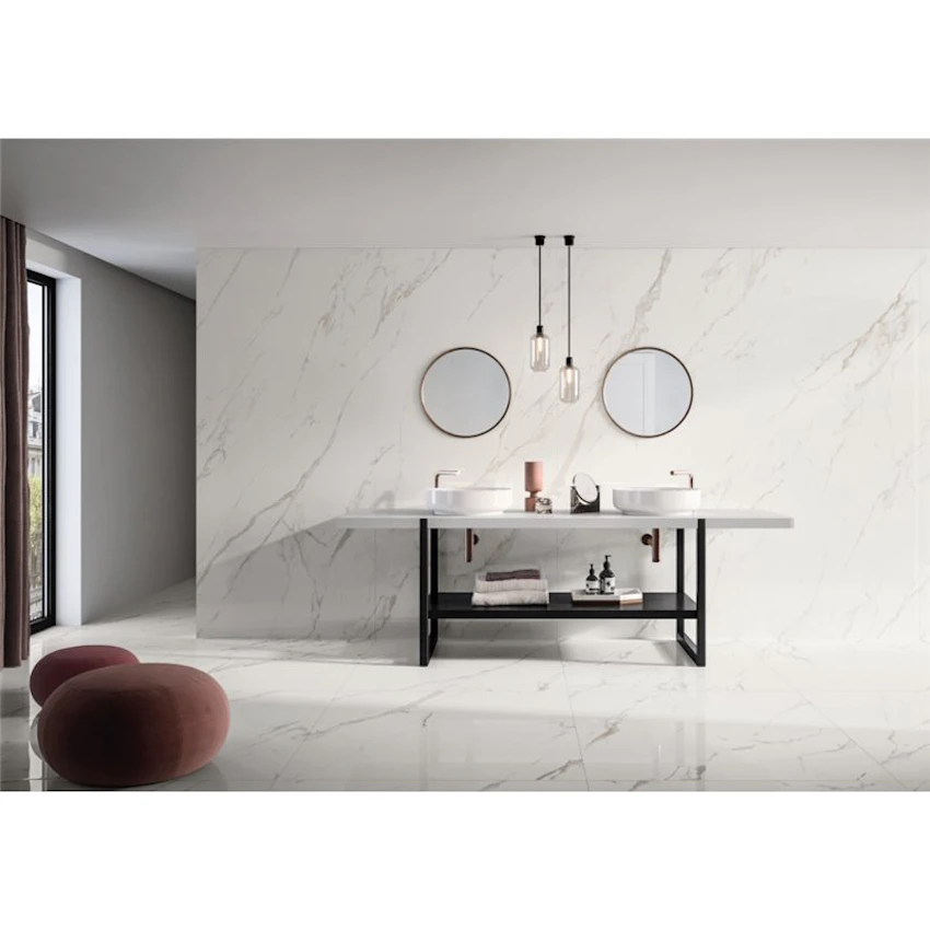Pavimento in gres porcellanato effetto marmo serie Marmoker colore Statuario Oro by Casalgrande Padana