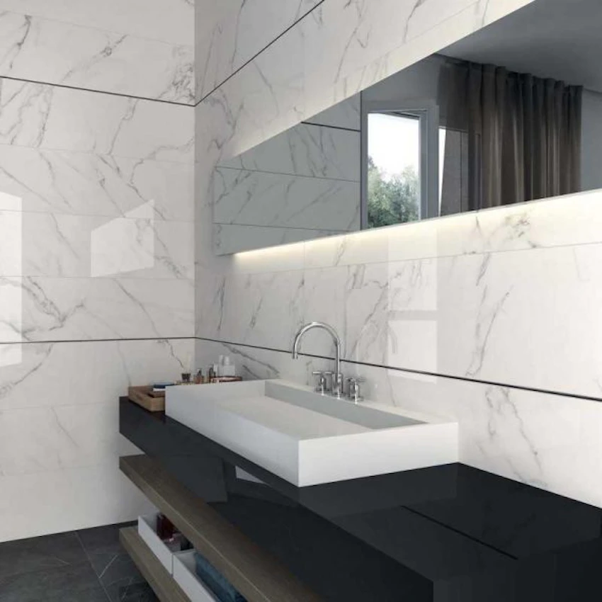 Rivestimento in gres porcellanato effetto Marmo Statuario 30x60 Lucido by Bertolani