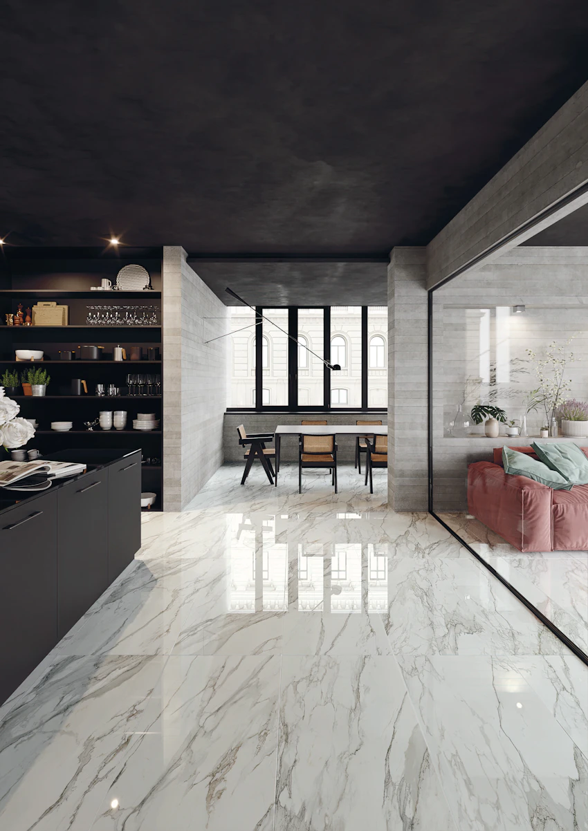 Pavimento in gres effetto Marmo serie Mito by Paul Ceramiche