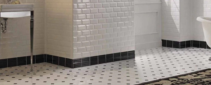 Pavimento e rivestimento in gres OTTAGONA DIAMANTE 20x20 cm con tozzetto nero