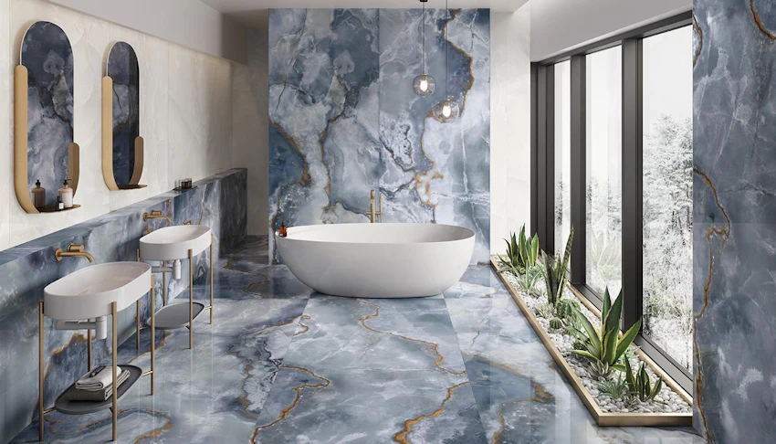 Lastra In Gres Emilceramica Tele di Marmo Onyx Blue 