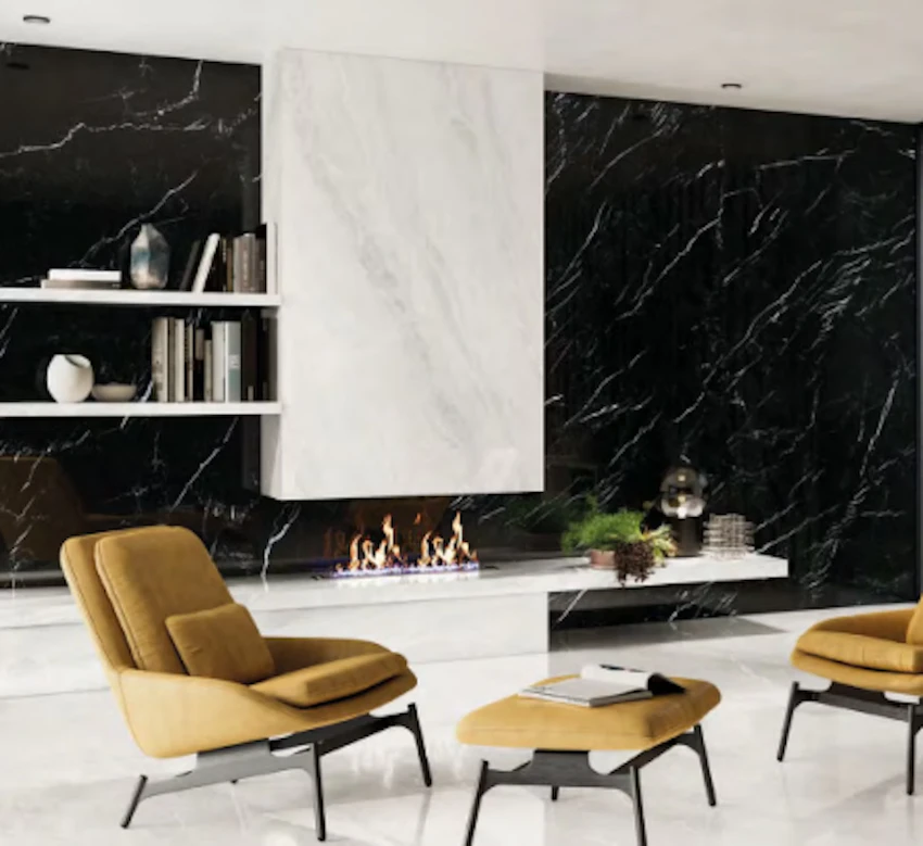 Lastra In Gres Emilceramica Tele di Marmo Selection Nero Marquinia Naturale