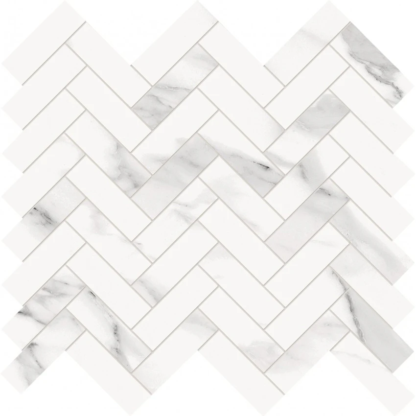 Pavimento in gres porcellanato Emilceramica serie Tele di marmo Statuario Michelangelo Decori