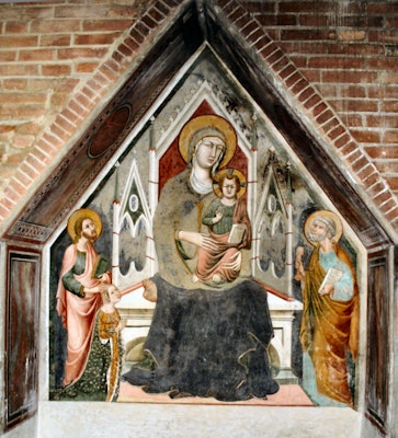 Madonna col Bambino in trono fra i santi Iacopo, Pietro e una donatrice