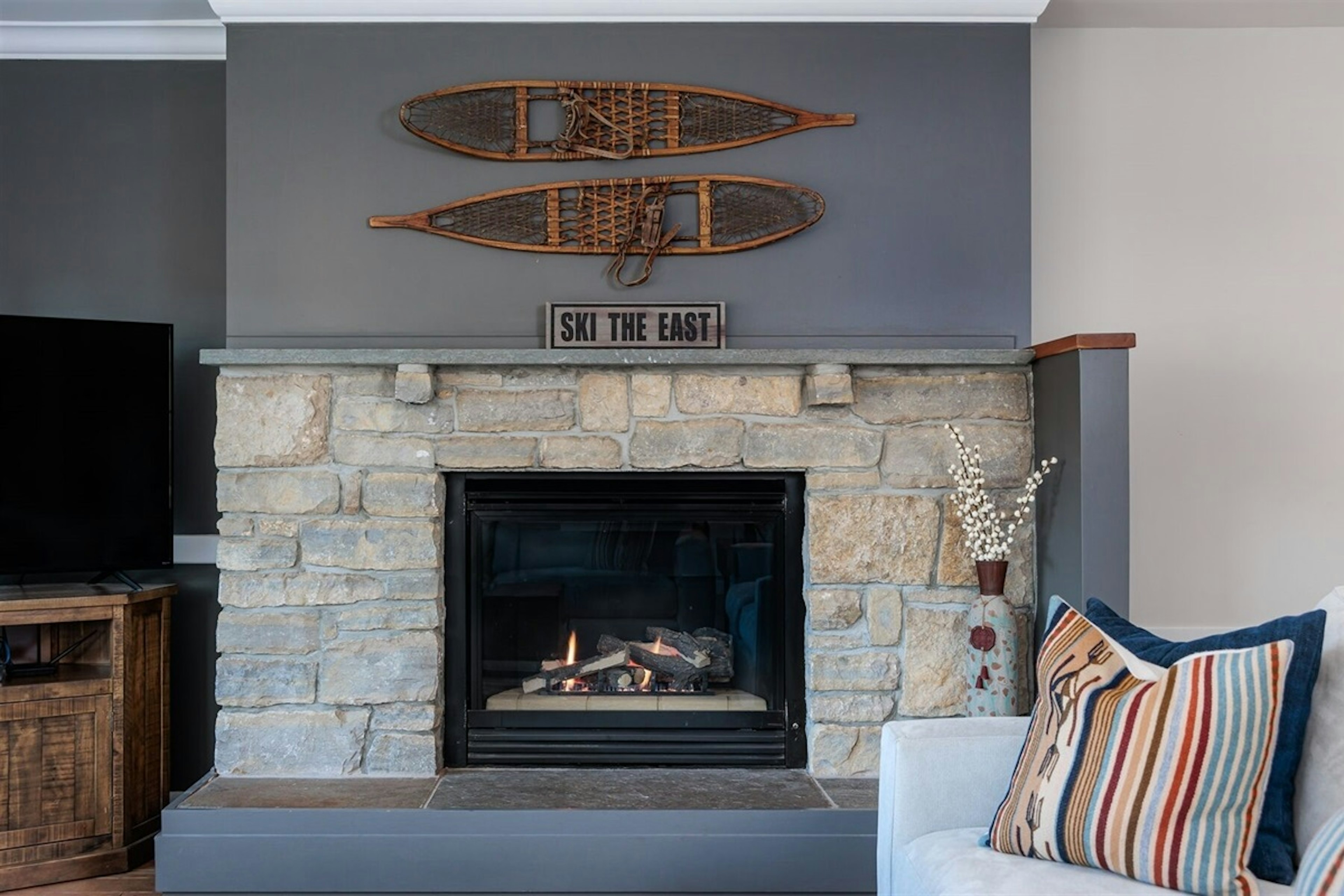Warm up by the gas fireplace