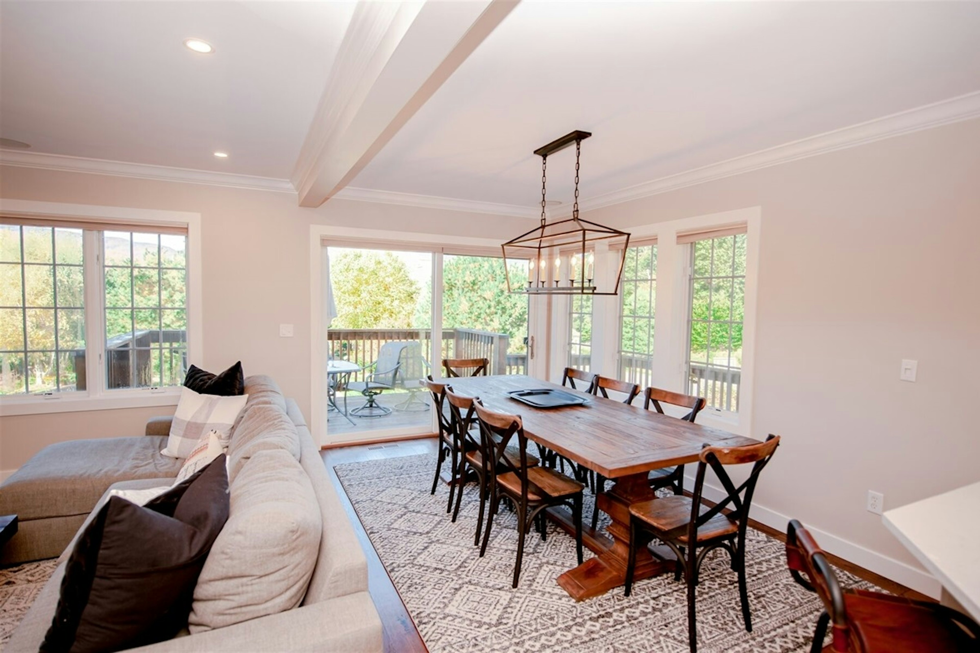 Dining table seats 8 comfortably