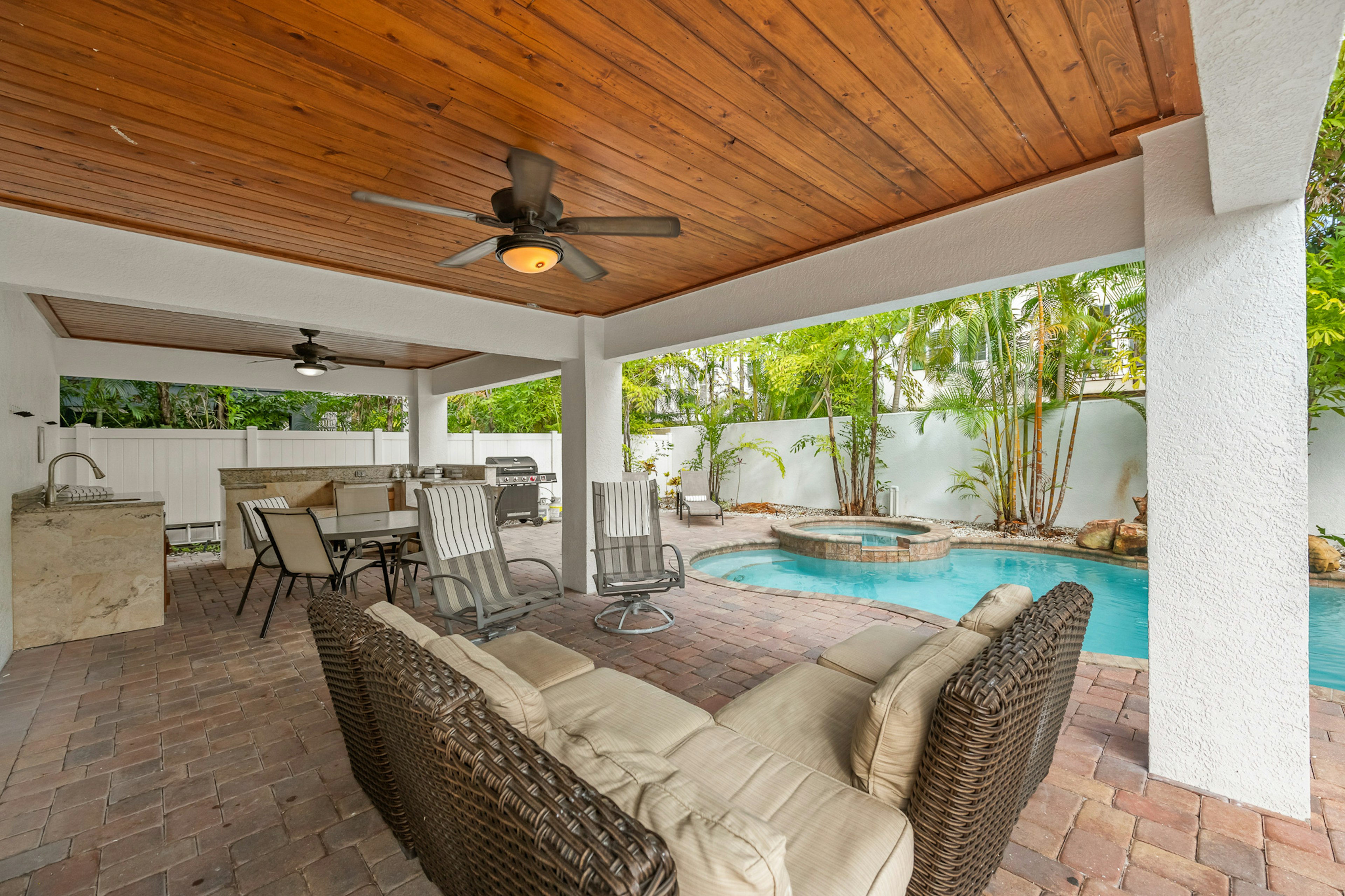 Outdoor Living Area with Fans