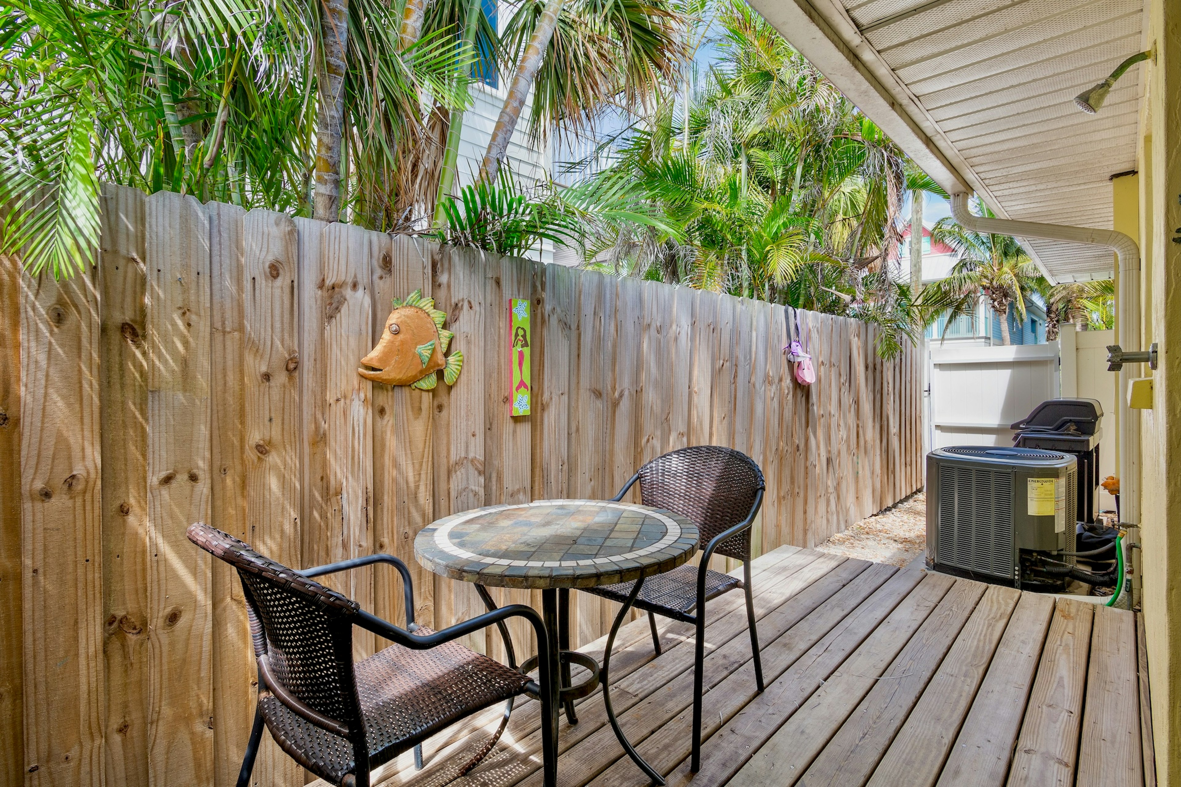 Private patio with outdoor dining