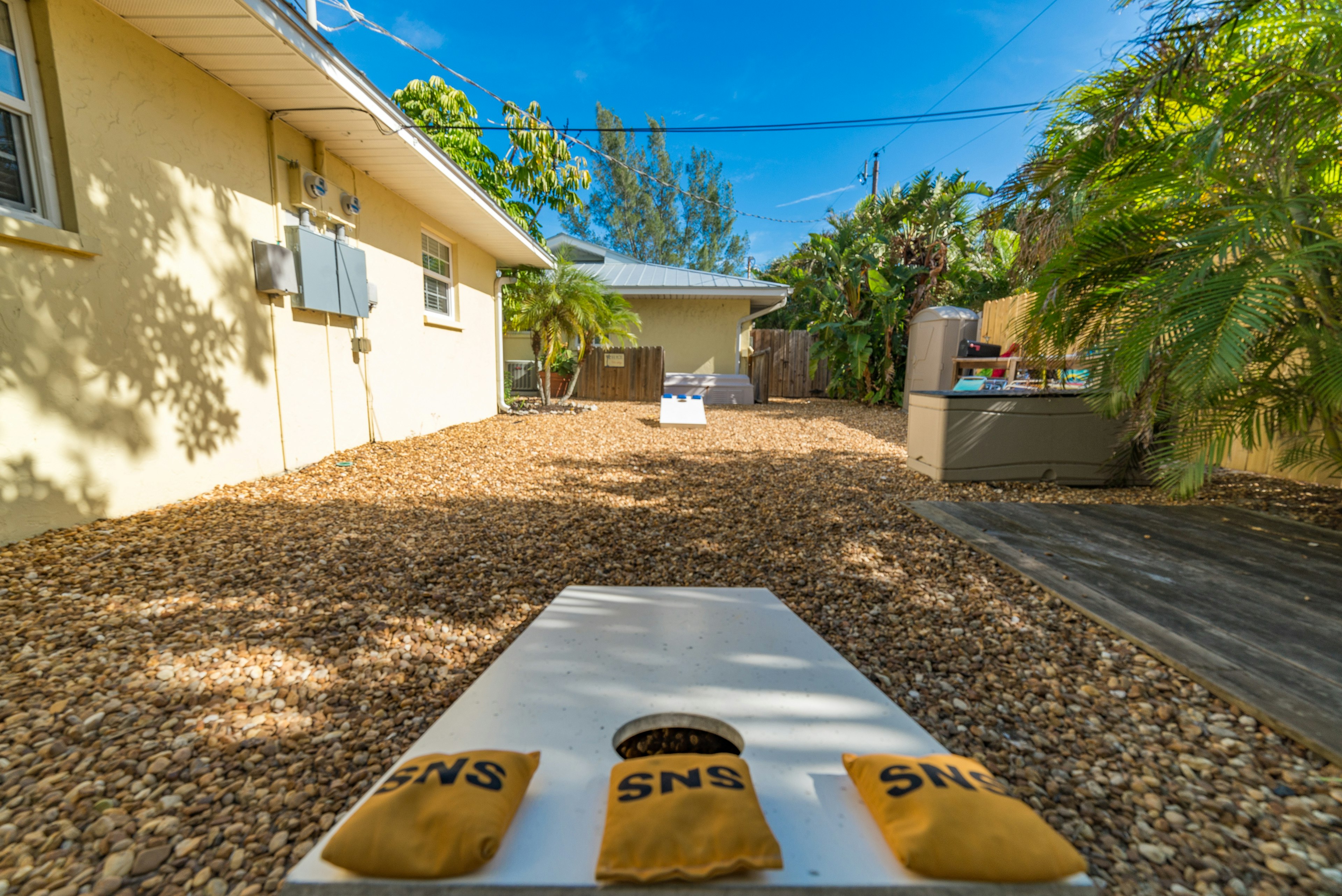 Cornhole on the patio