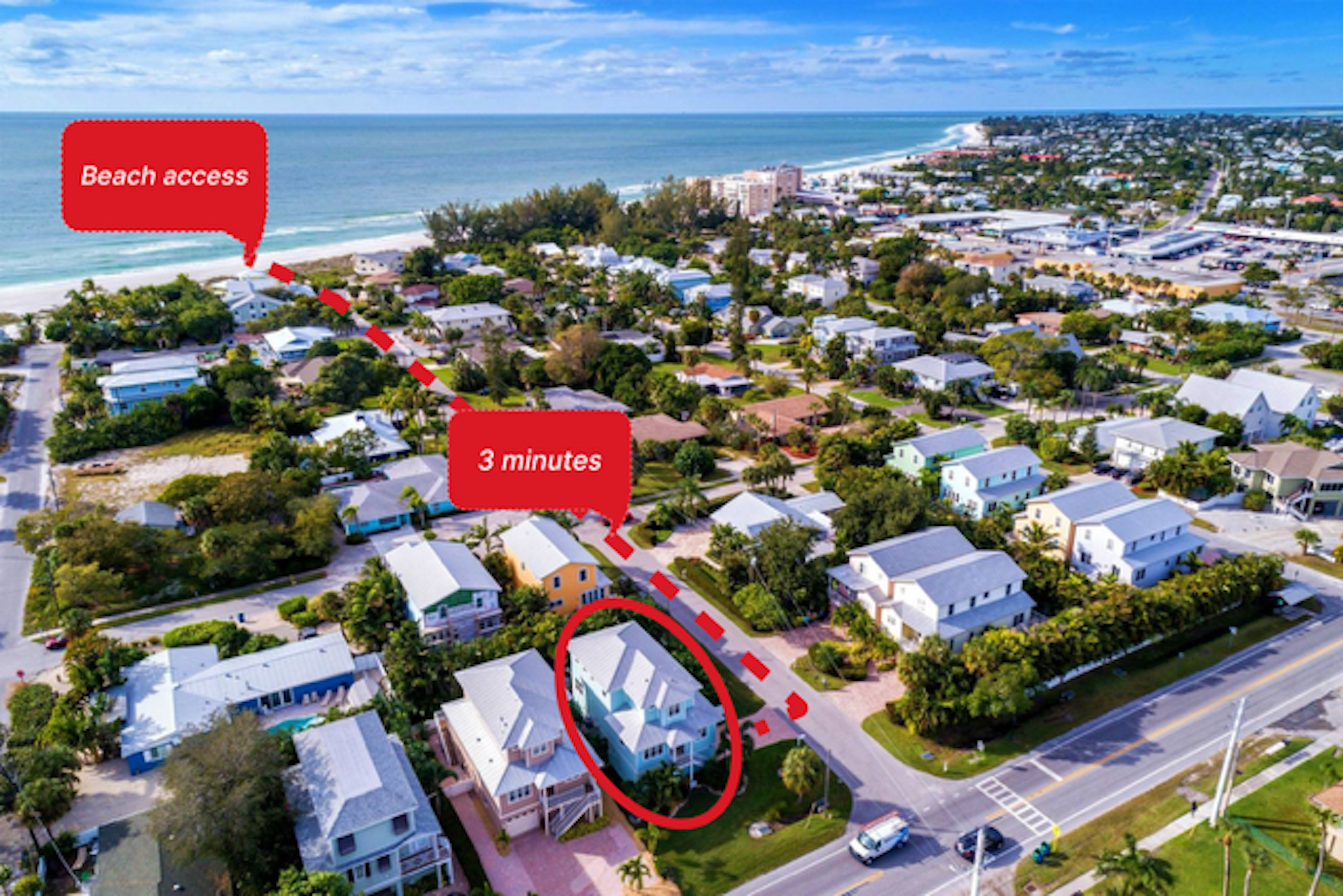 3 minute walk to the beach