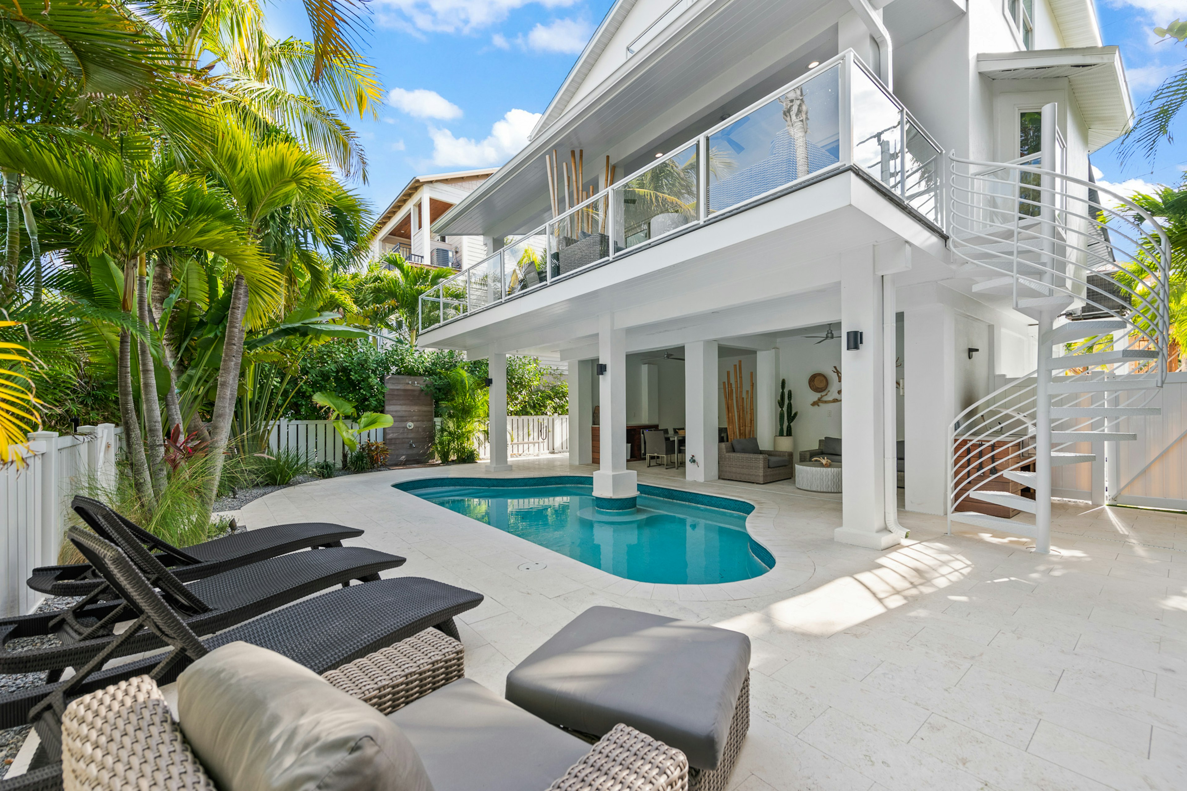 Private pool with tropical landscaping