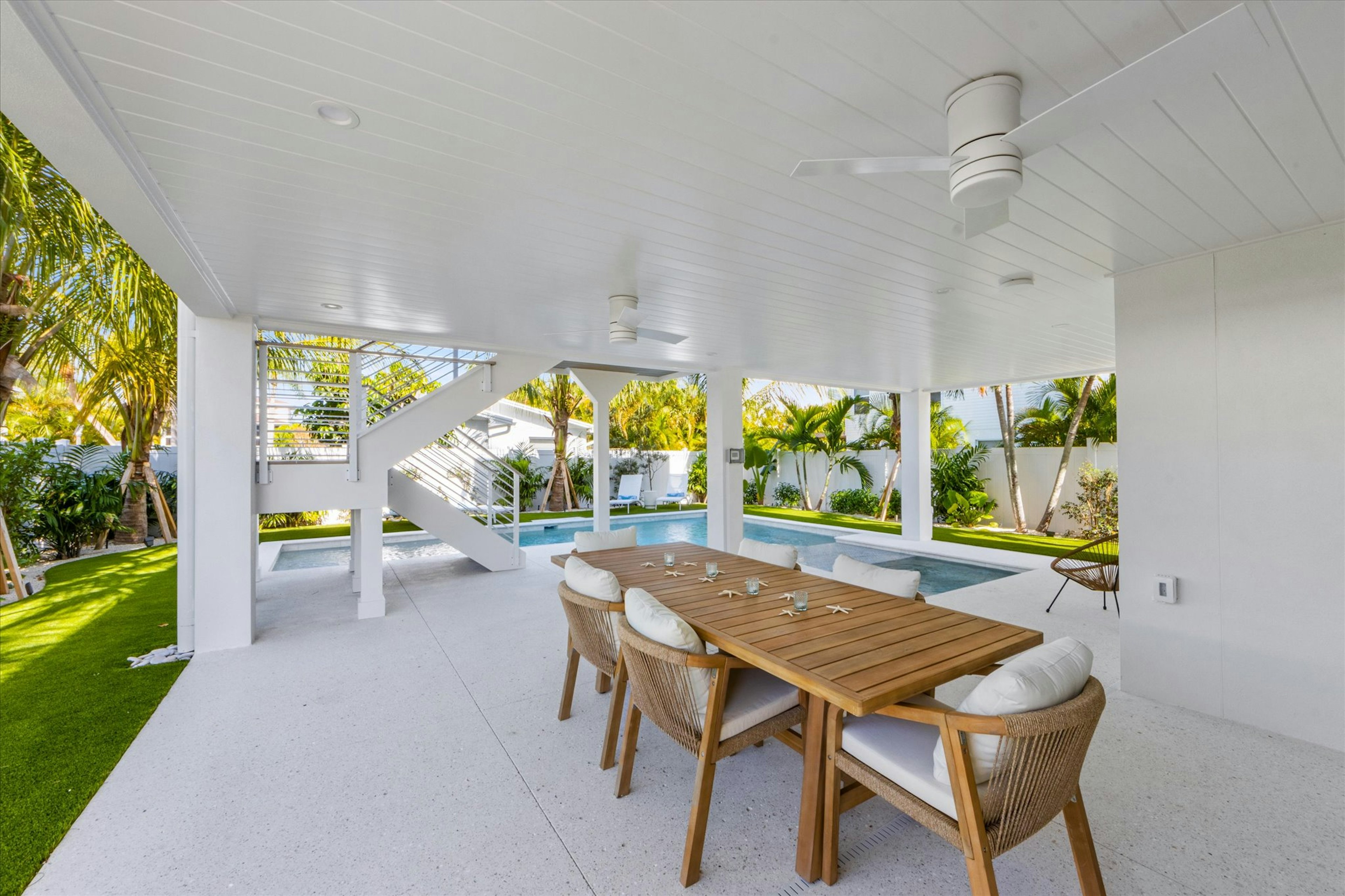 Poolside outdoor living space
