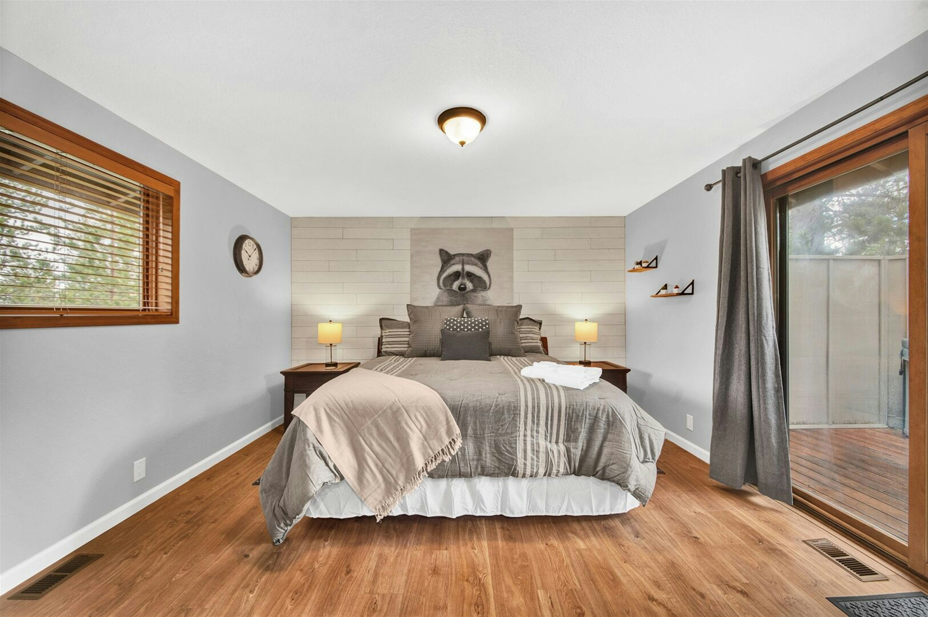 King bed in the Upstairs Primary Bedroom