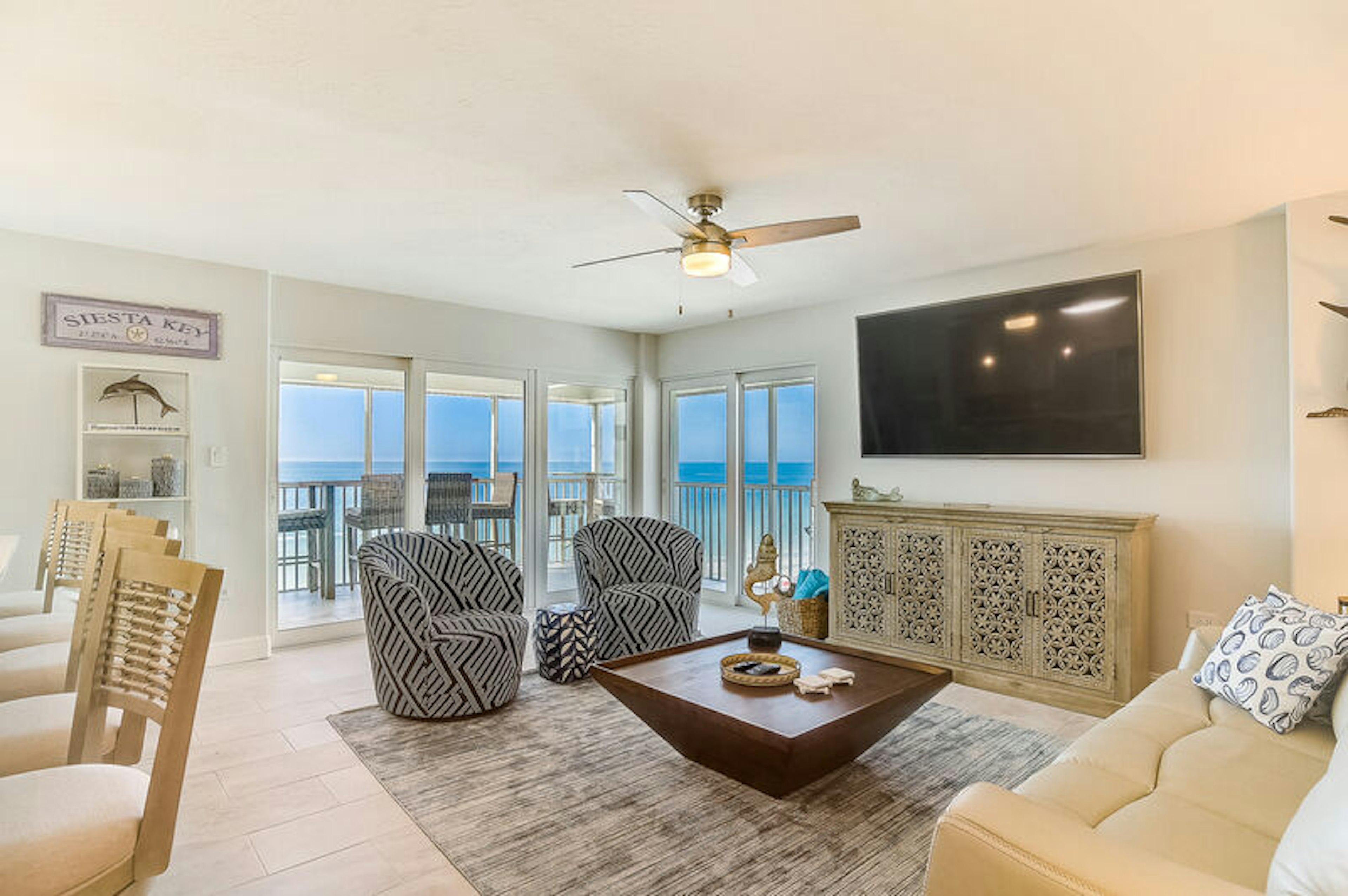 Bright living space with smart TV