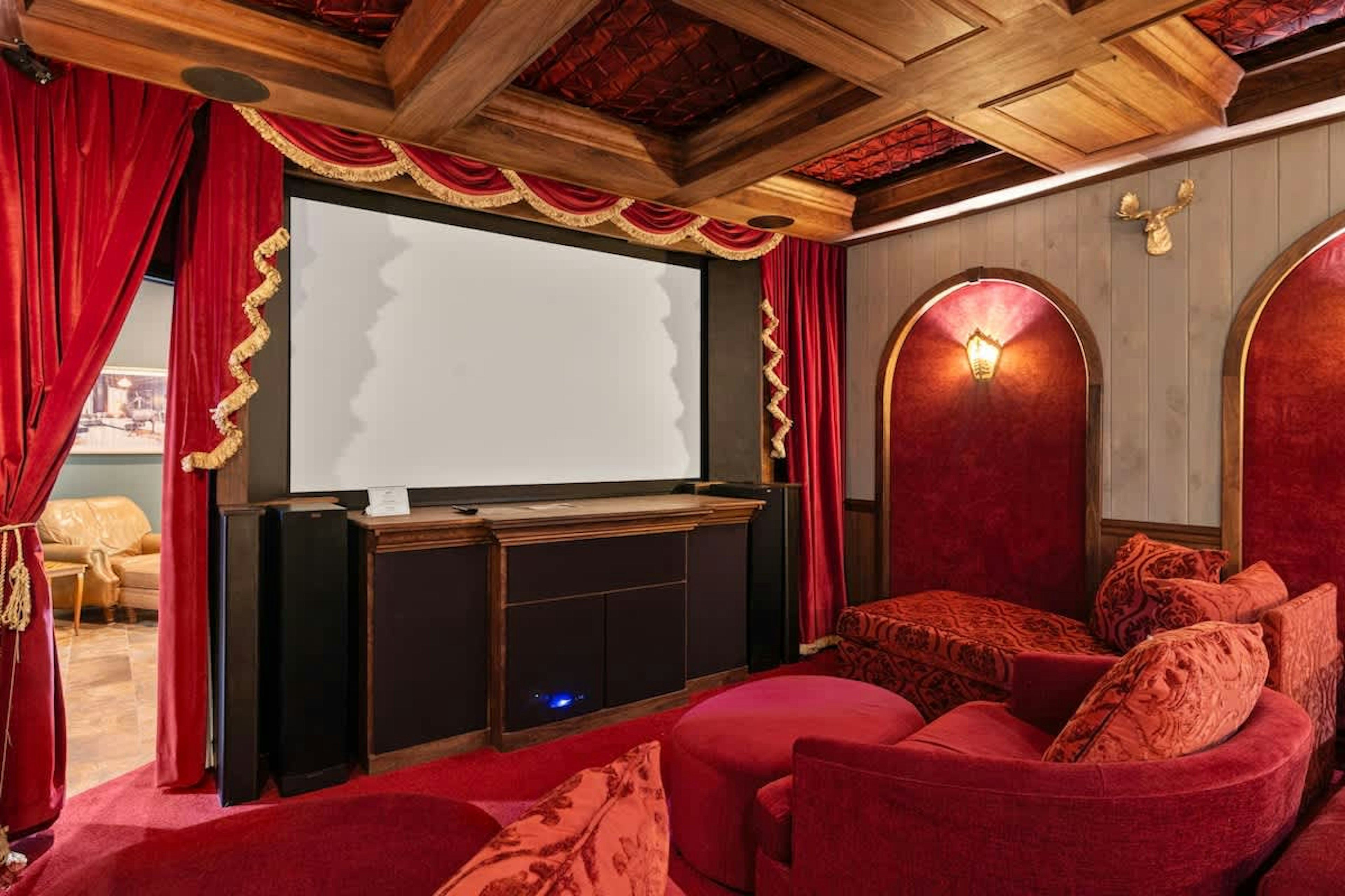 Movie nights are taken to an entirely new level in the posh screening room .
