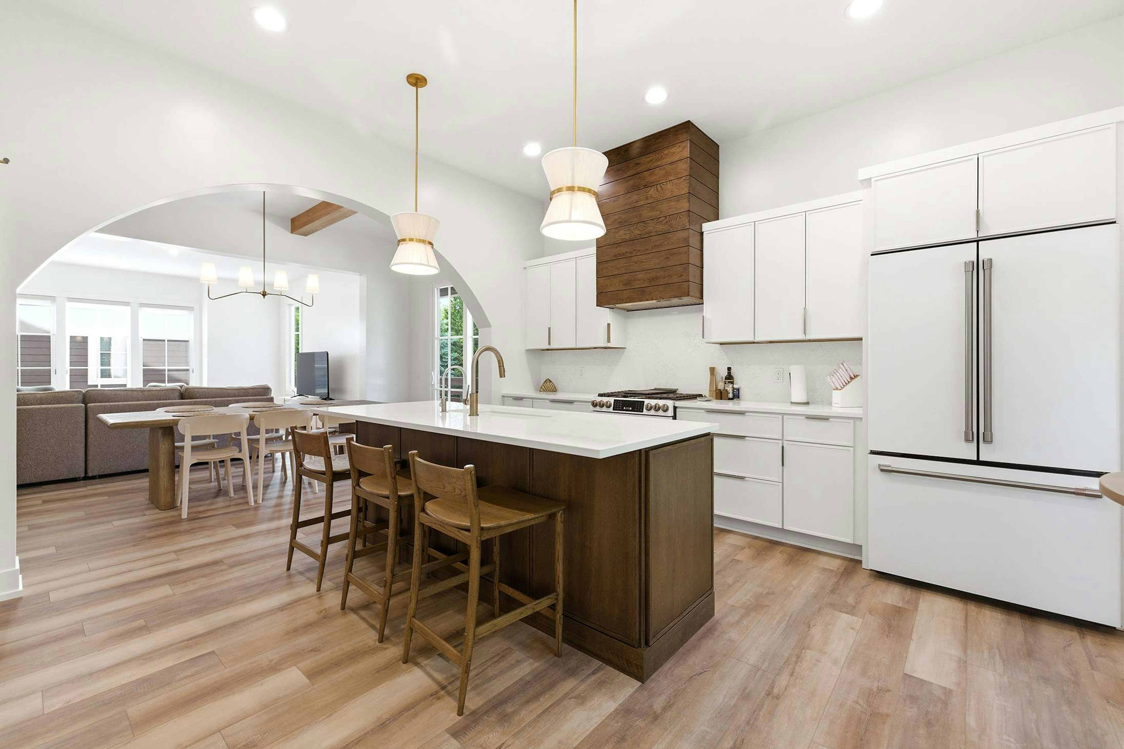 A chef-worthy kitchen that keeps the whole group in view.