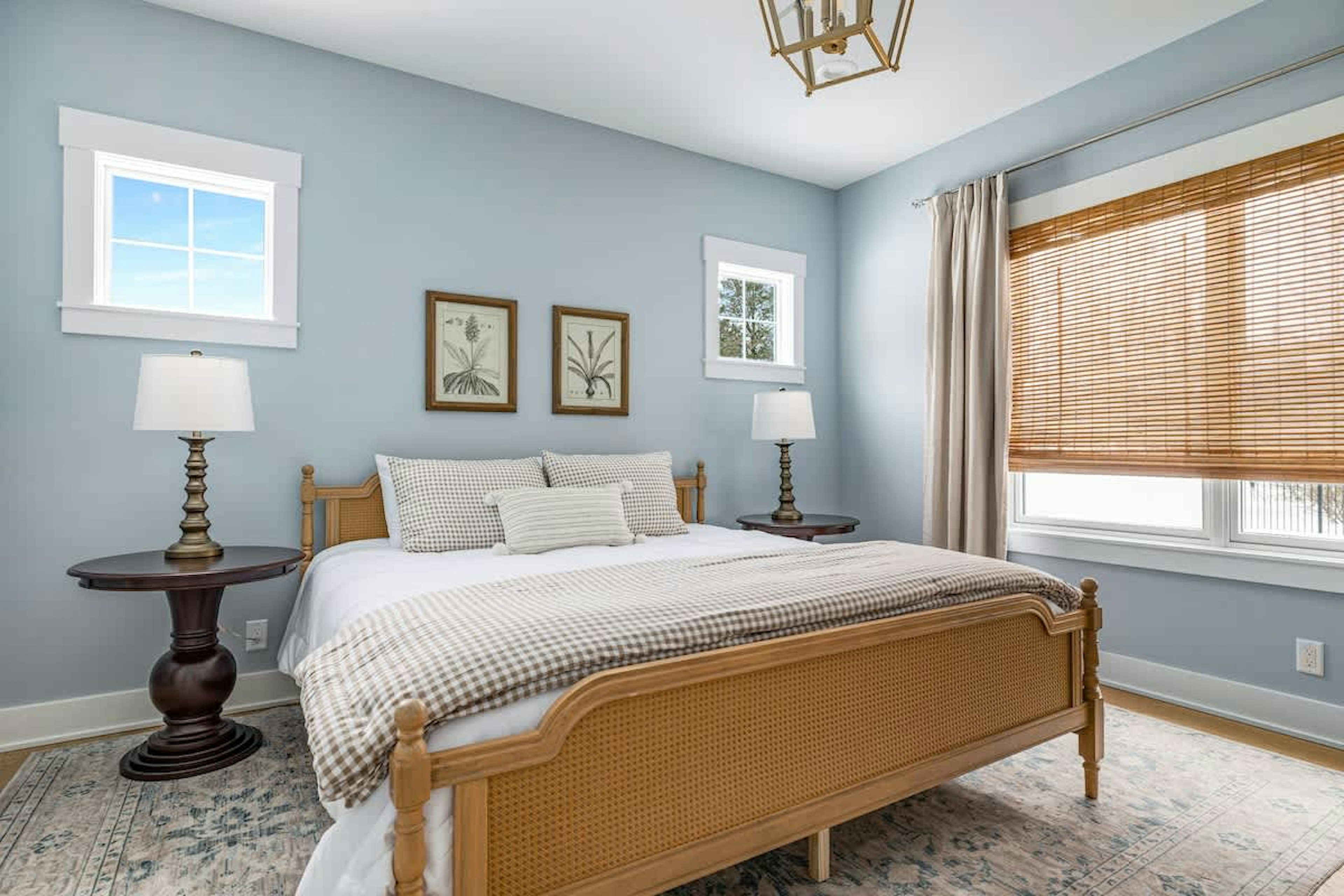 The Primary Bedroom is on the main level & has a king-size bed.