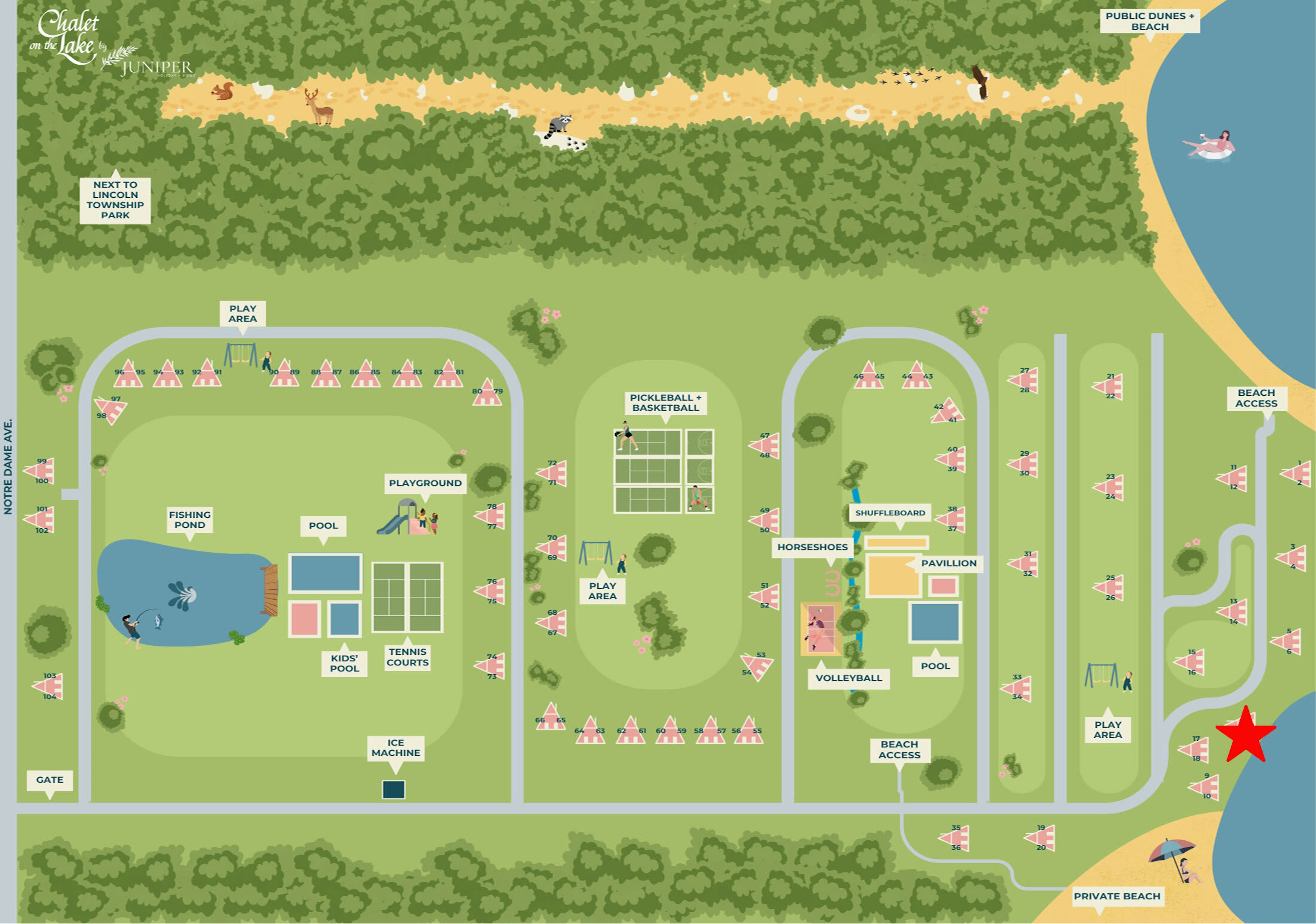 Chalet #8's location is indicated by the red star on the map.