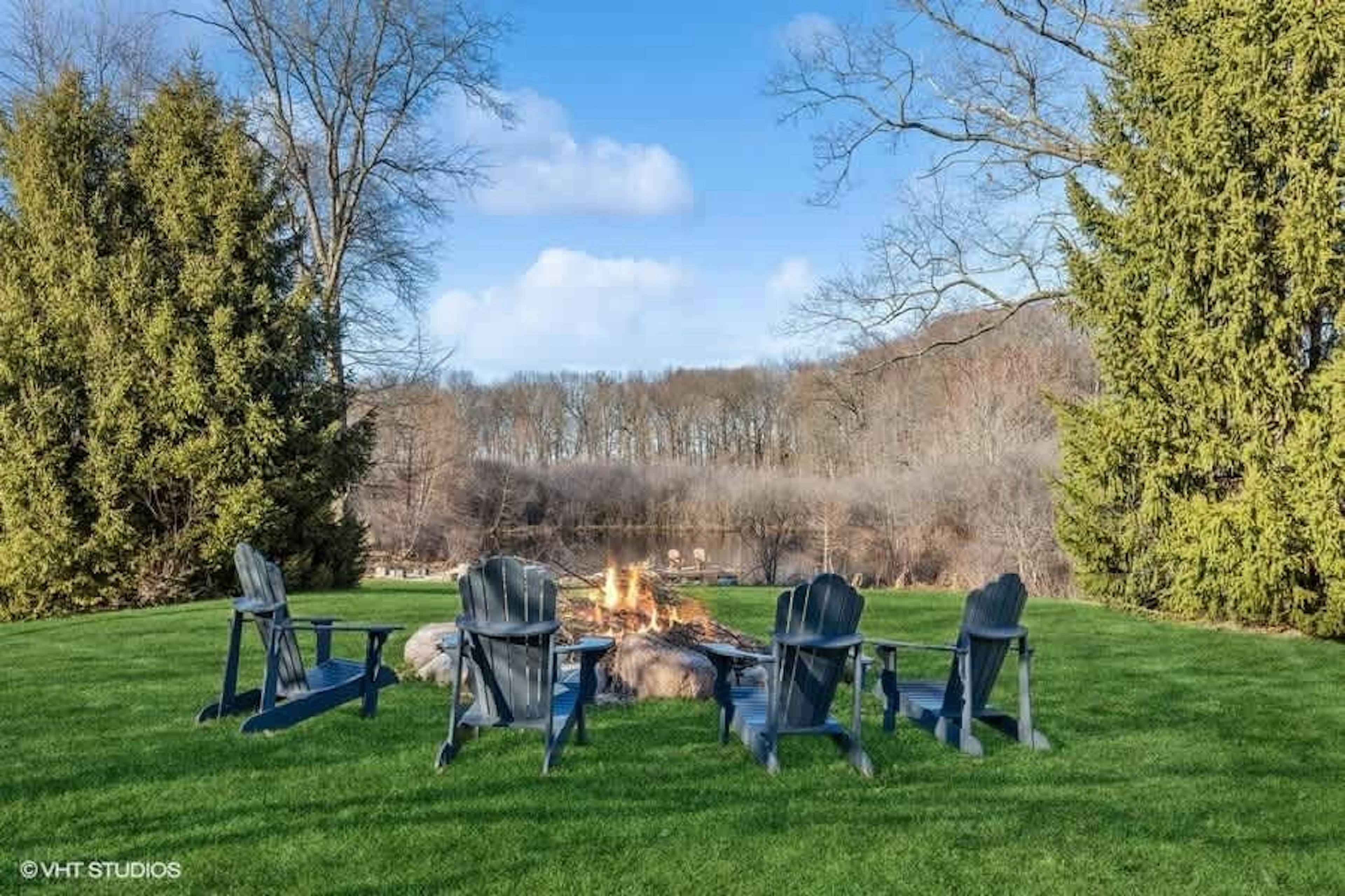 Gather around the firepit and roast some marshmallows or just enjoy the cozy warmth.