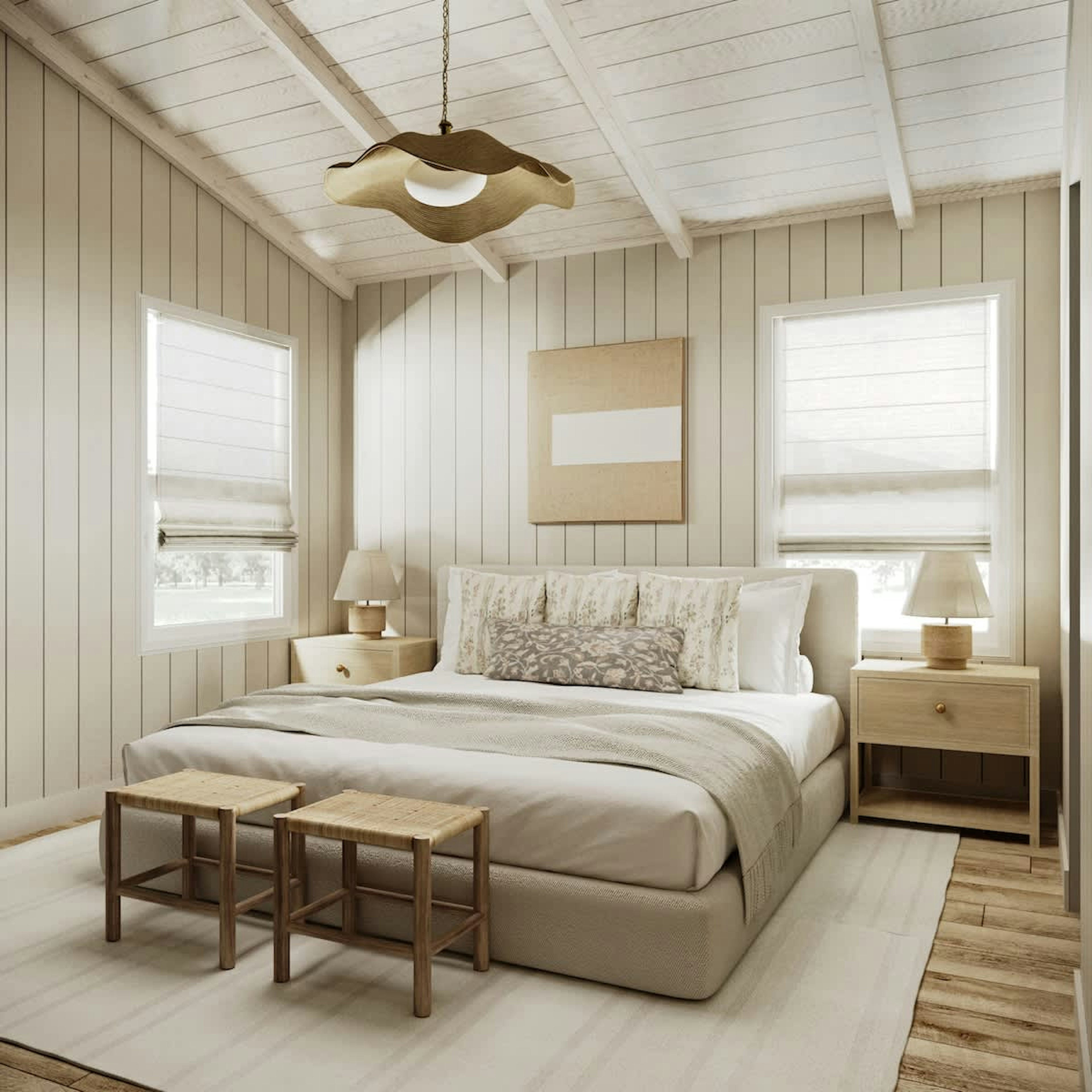 Bedroom 1 has a king-size bed.