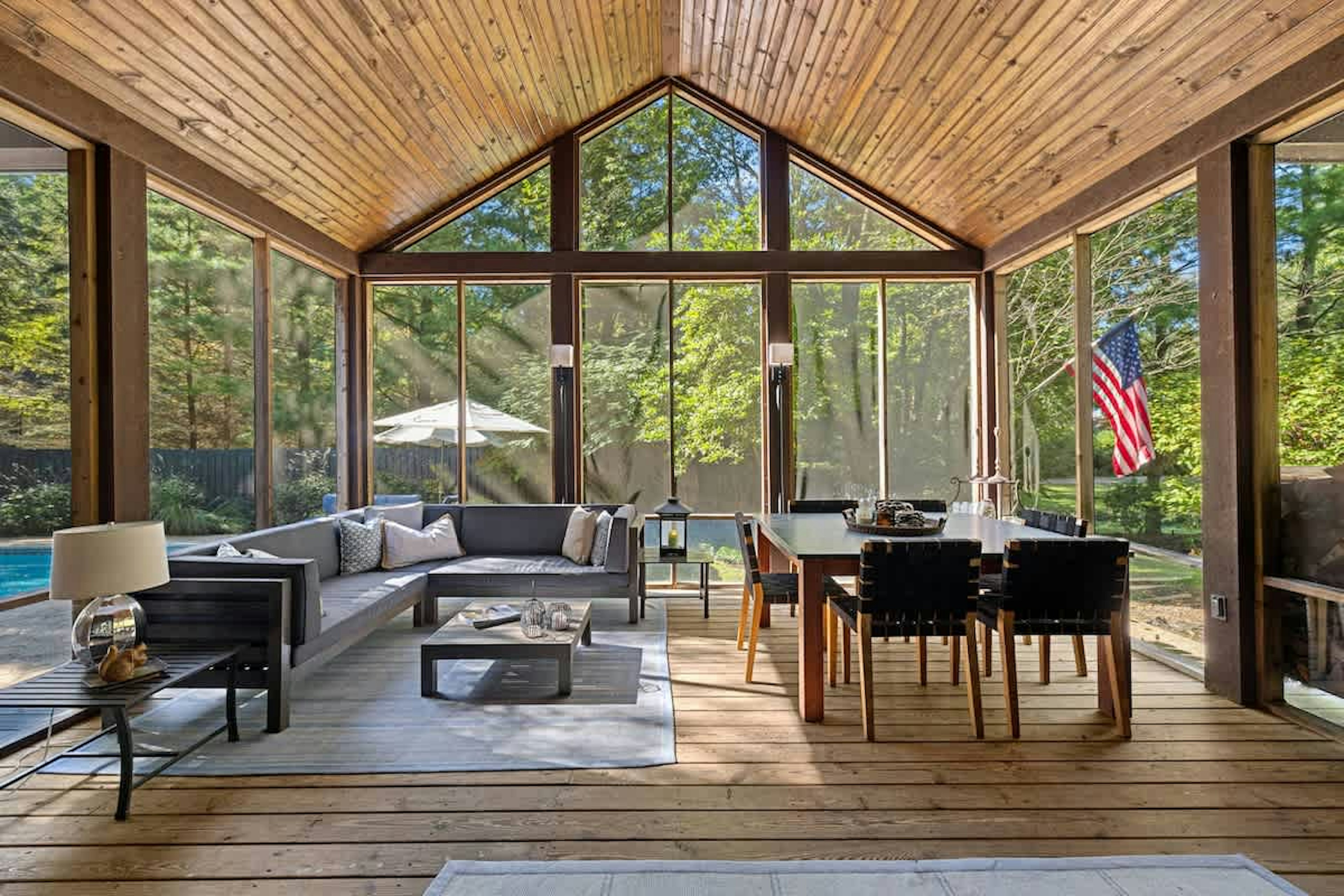 Soak in the outdoors with our floor to ceiling windows enclosed patio.