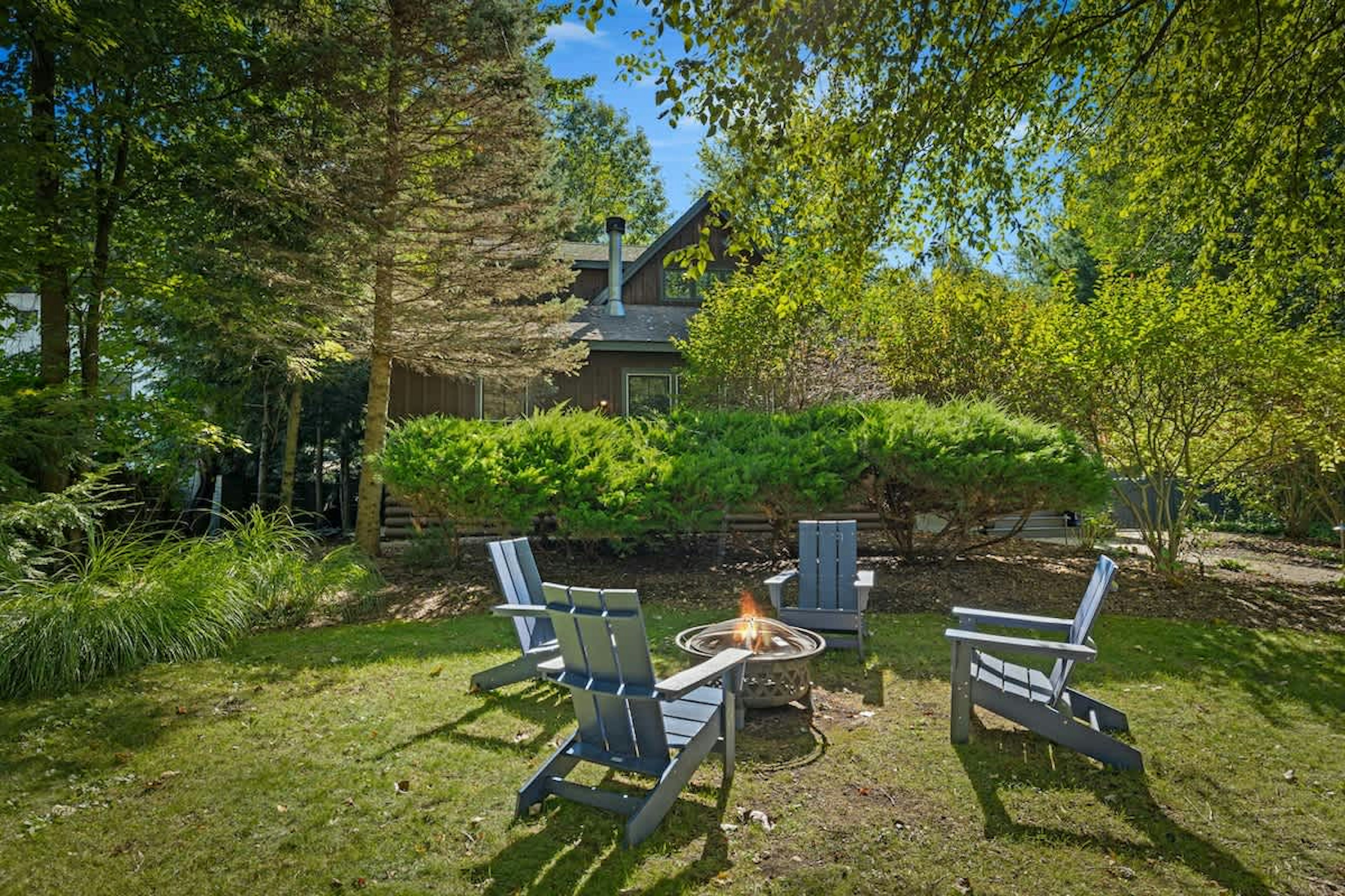 Memories are made around fire pits, and wood for this one is conveniently supplied on property for guest use.